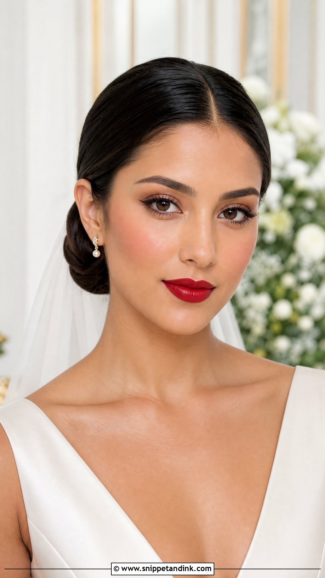 Classic Red Lip Wedding Makeup For Olive Skin - Snippet and Ink - 20 Wedding Makeup Olive Skin Ideas