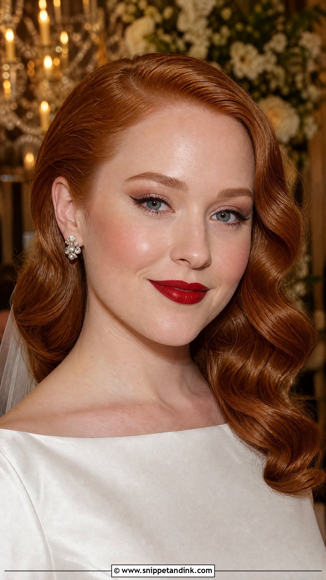 Classic Red Lip Wedding Makeup For Red Hair - Snippet and Ink - 20 Wedding Makeup Red Hair Ideas