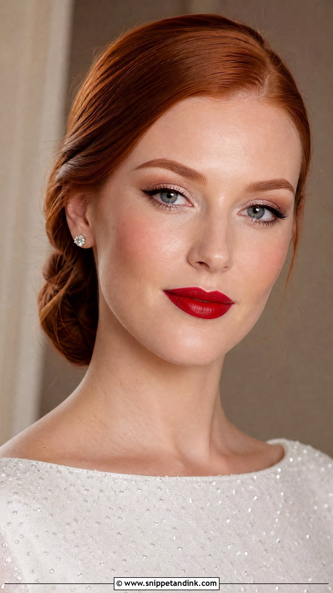 Classic Red Lip Wedding Makeup For Redheads - Snippet and Ink - 20 Red Head Wedding Makeup Ideas