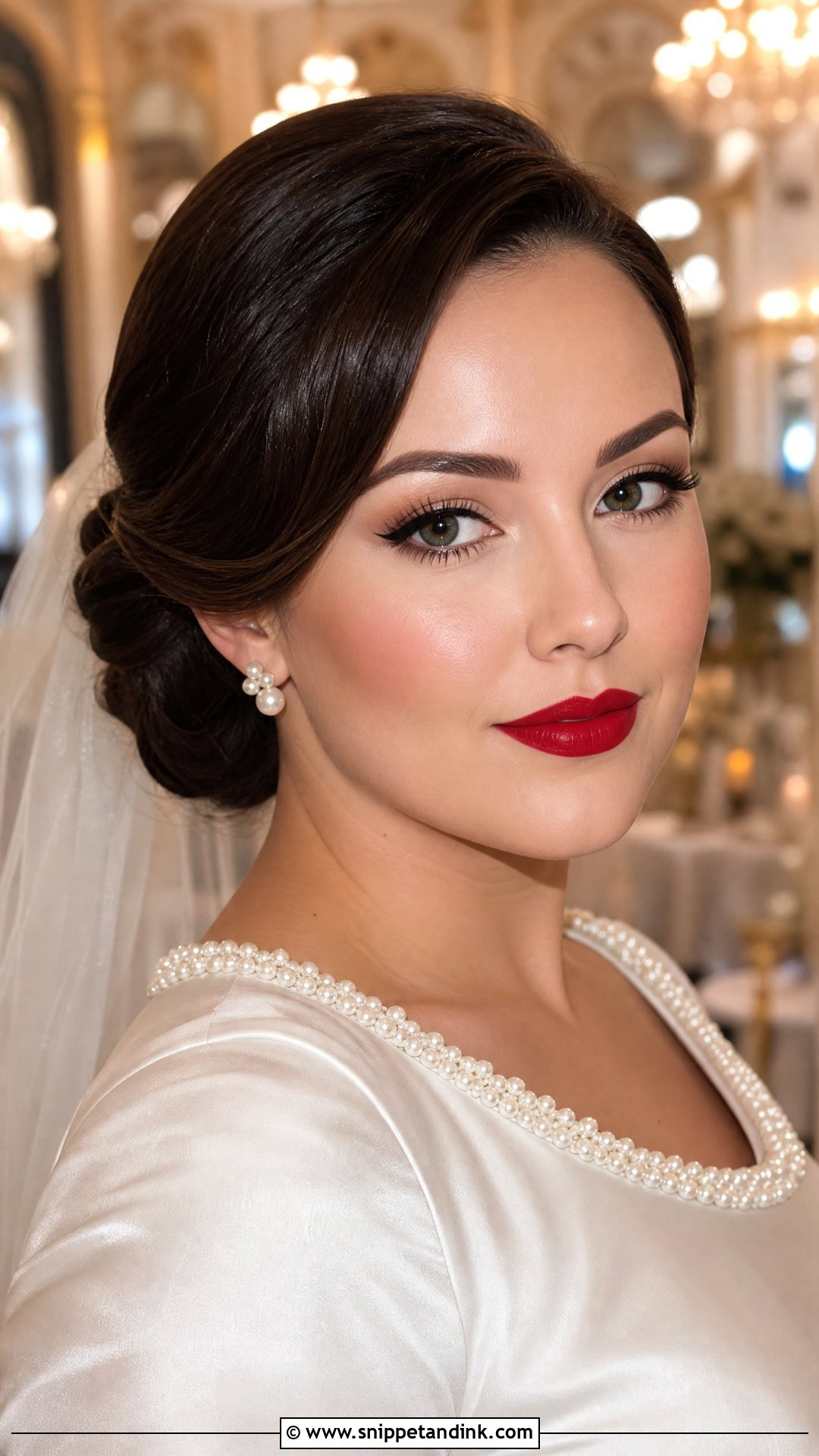 Classic Red Lip Wedding Makeup For Round Face - Snippet and Ink - 20 Wedding Makeup Round Face Ideas