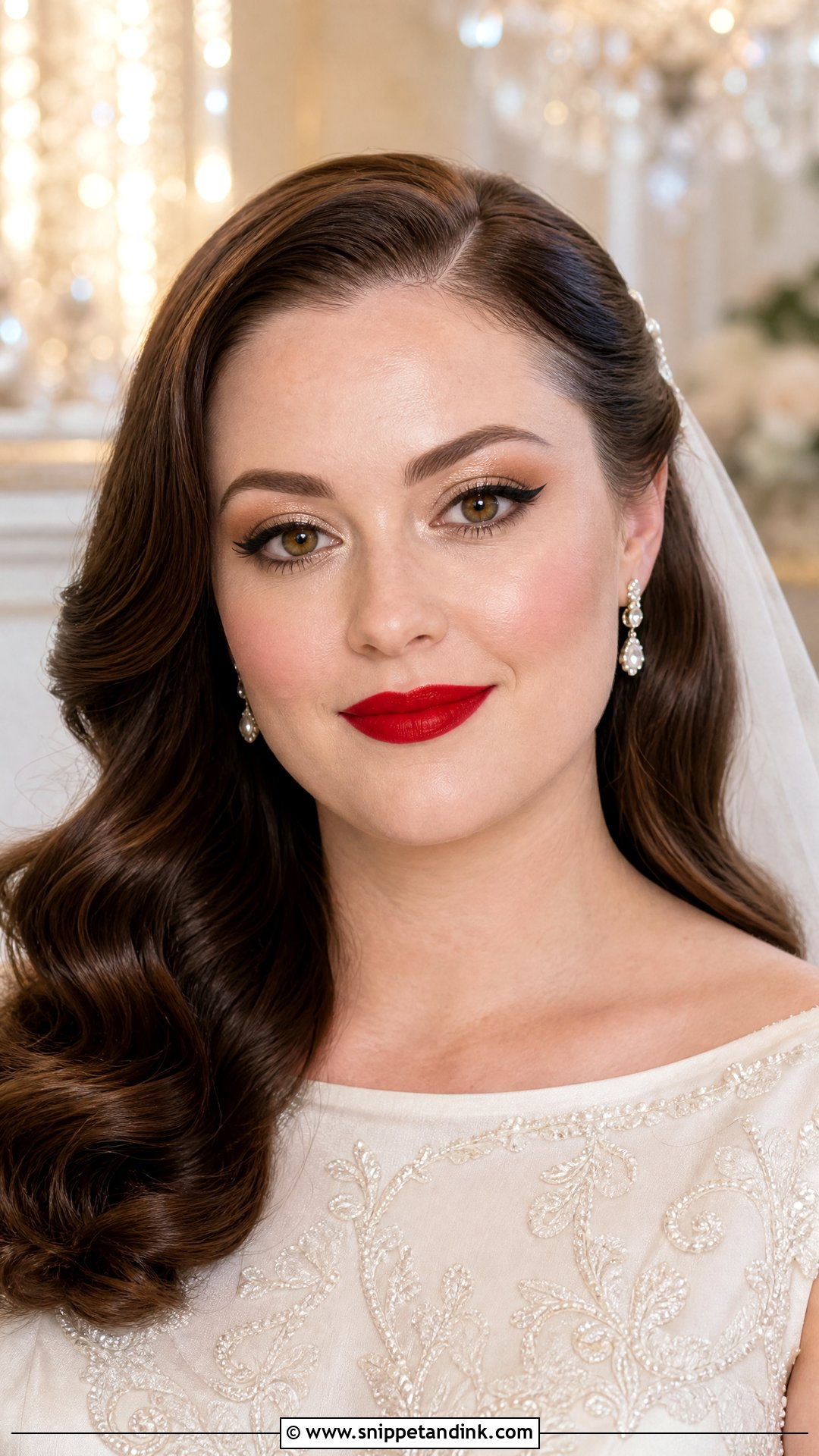 Classic Red Lip Wedding Makeup For Round Face - Snippet and Ink - 20 Wedding Makeup for Round Face Ideas