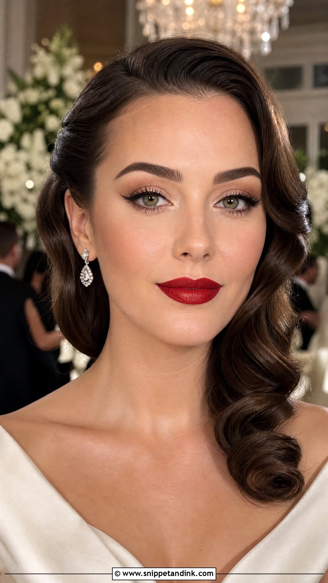 Classic Red Lip Wedding Makeup Look For Green Eyes - Snippet and Ink - 20 Wedding Makeup Looks for Green Eyes