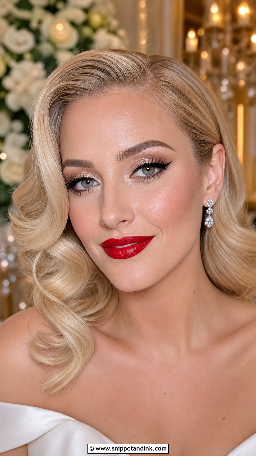 Classic Red Lip Wedding Makeup Look - Snippet and Ink - 25 Wedding Makeup Look Ideas