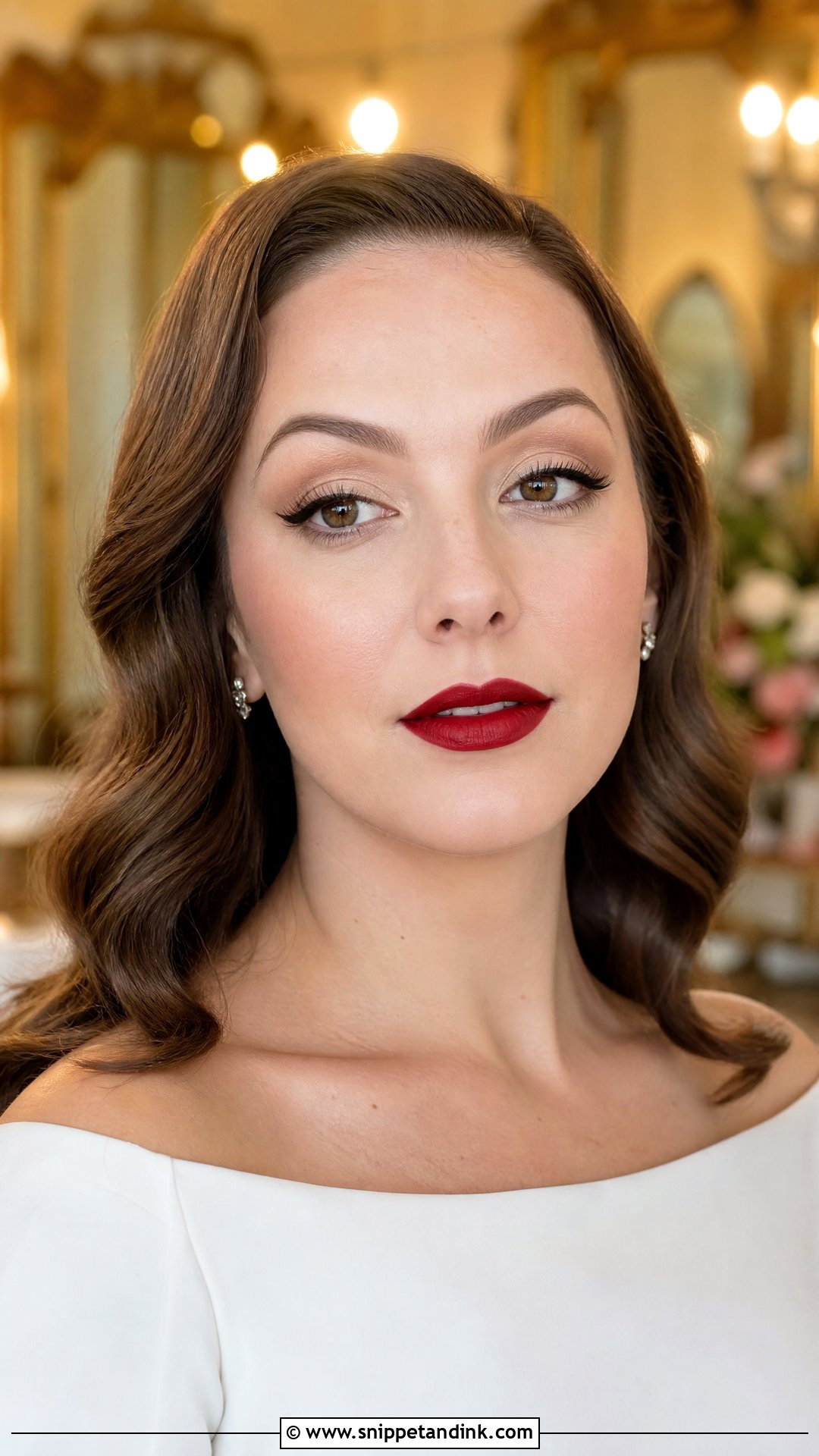Classic Red Lip Wedding Makeup With Glasses - Snippet and Ink - 20 Wedding Makeup with Glasses