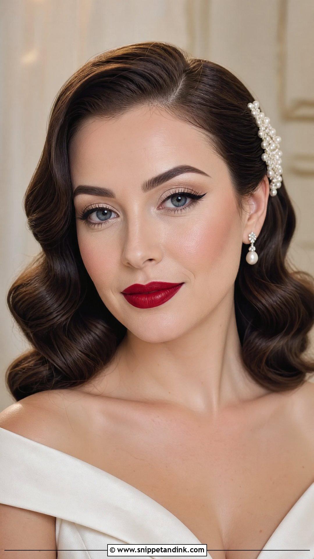Classic Red Lip Wedding Makeup for Fair Skin - Snippet and Ink - 20 Wedding Makeup for Fair Skin Ideas