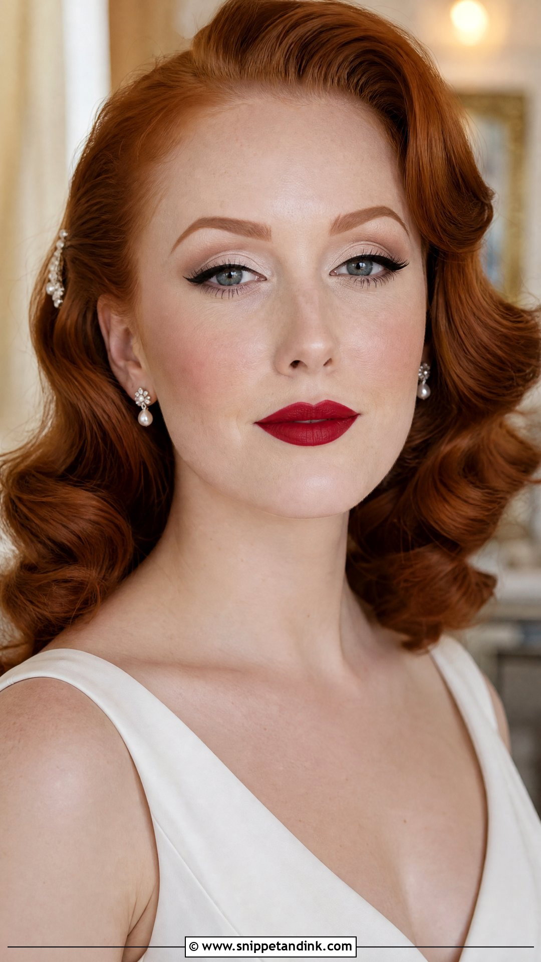Classic Red Lip Wedding Makeup for Redheads - Snippet and Ink - 20 Wedding Makeup for Redheads