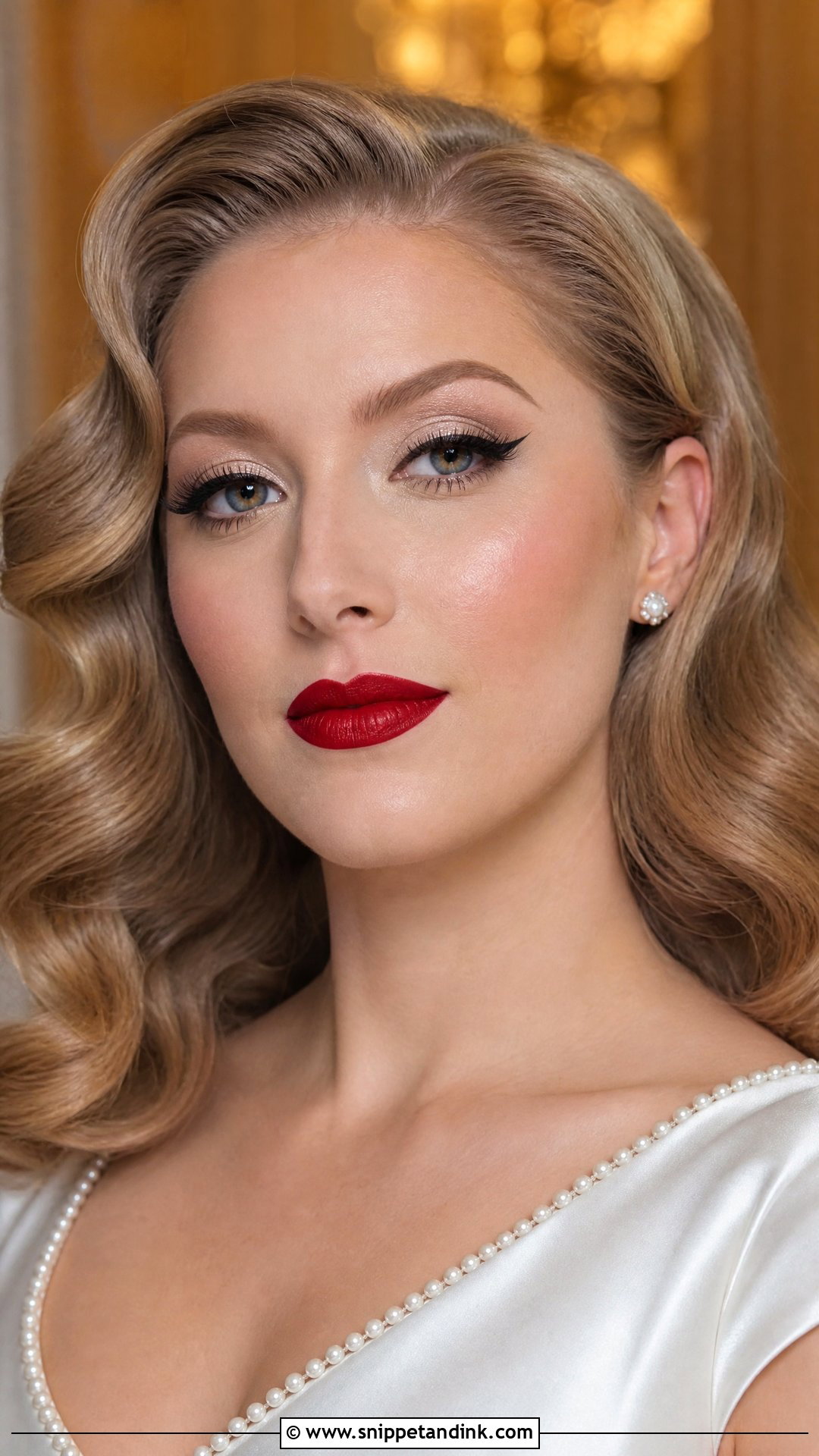 Classic Red Lip White Wedding Makeup - Snippet and Ink - 20 White Wedding Makeup Ideas