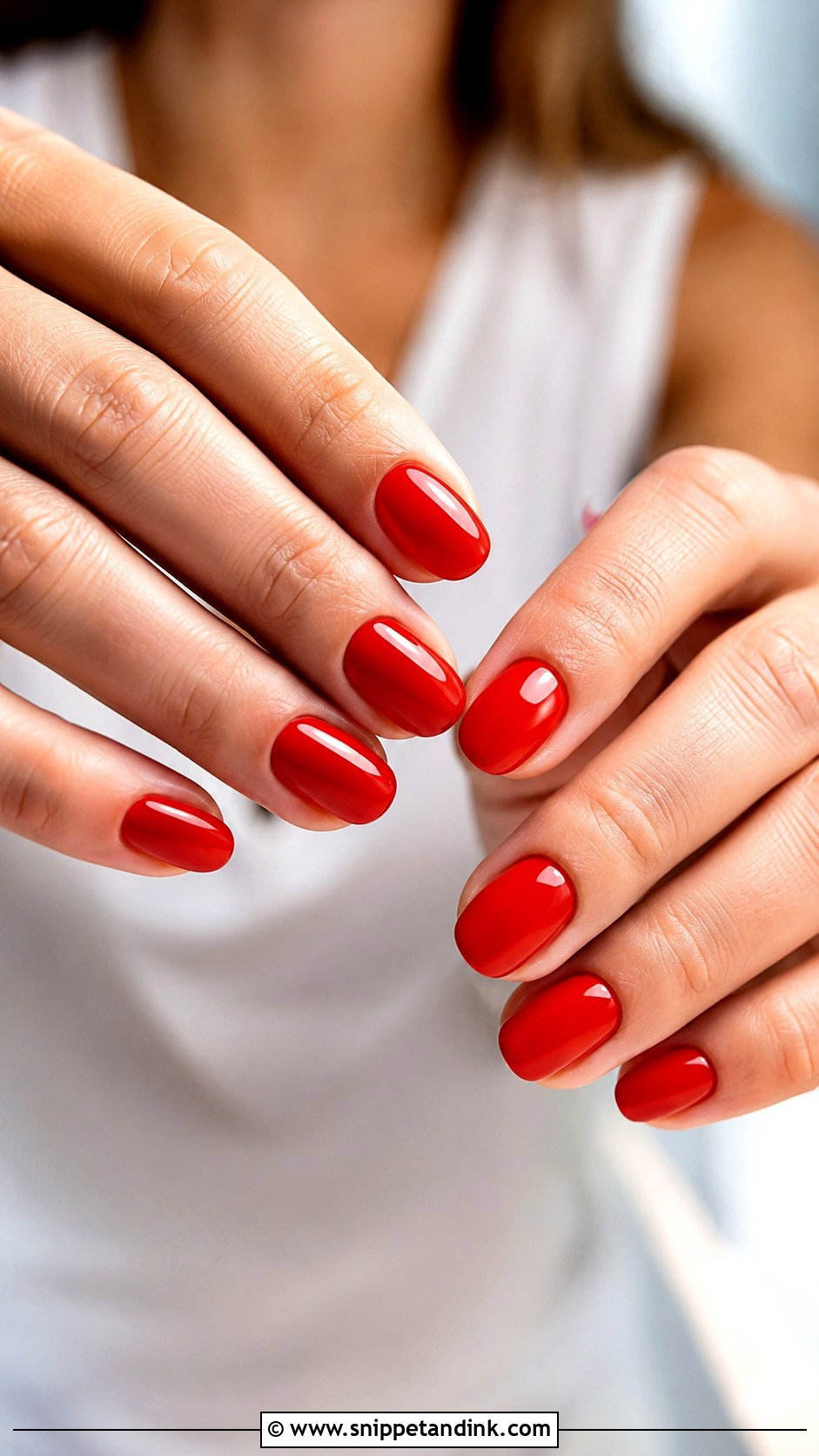 Classic Red Oval Nails - Snippet and Ink - 30 Wedding Guest Nails Ideas