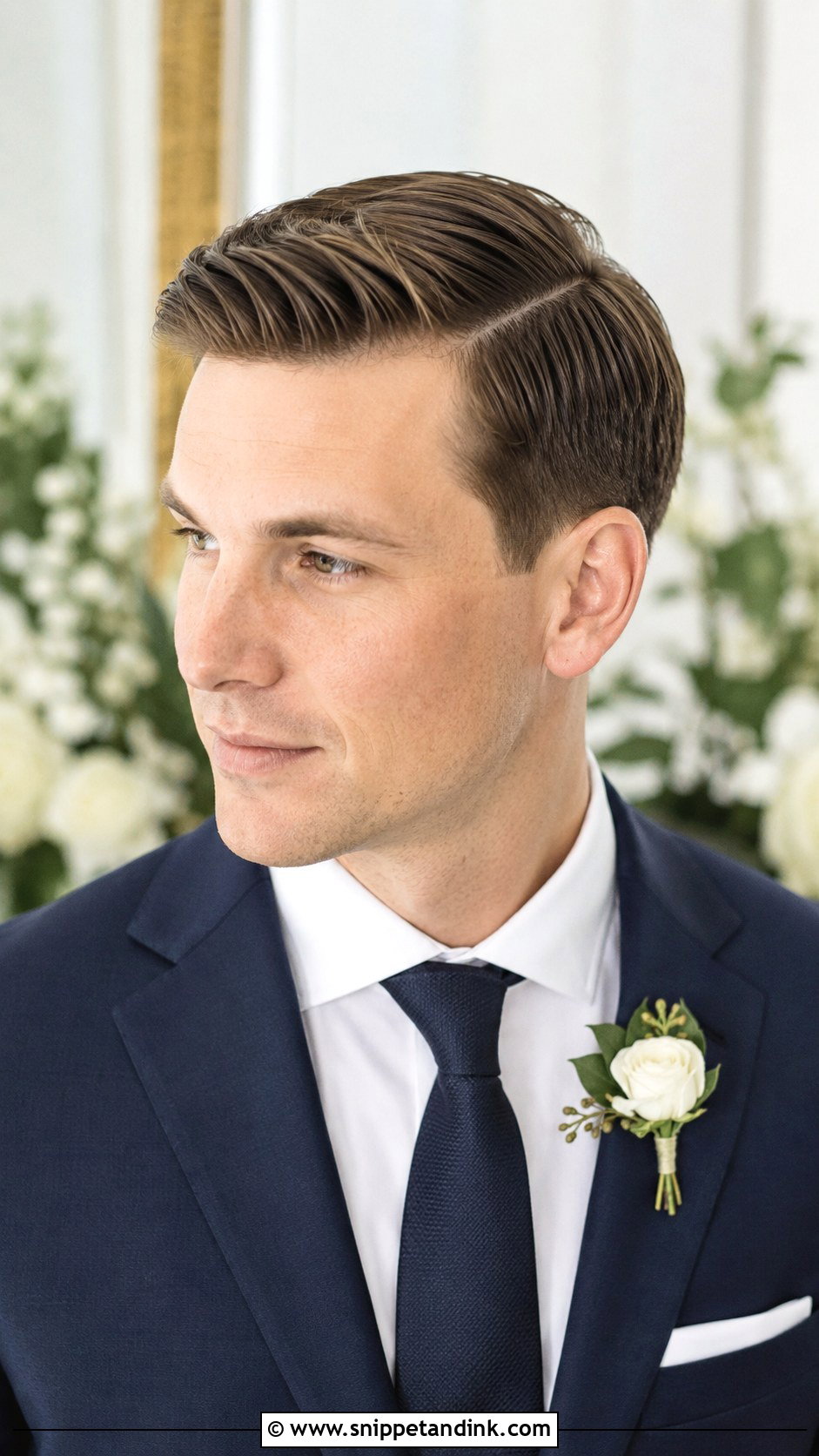 Classic Side Part Wedding Hairstyle For Groom - Snippet and Ink - 15 Wedding Hairstyles for Groom