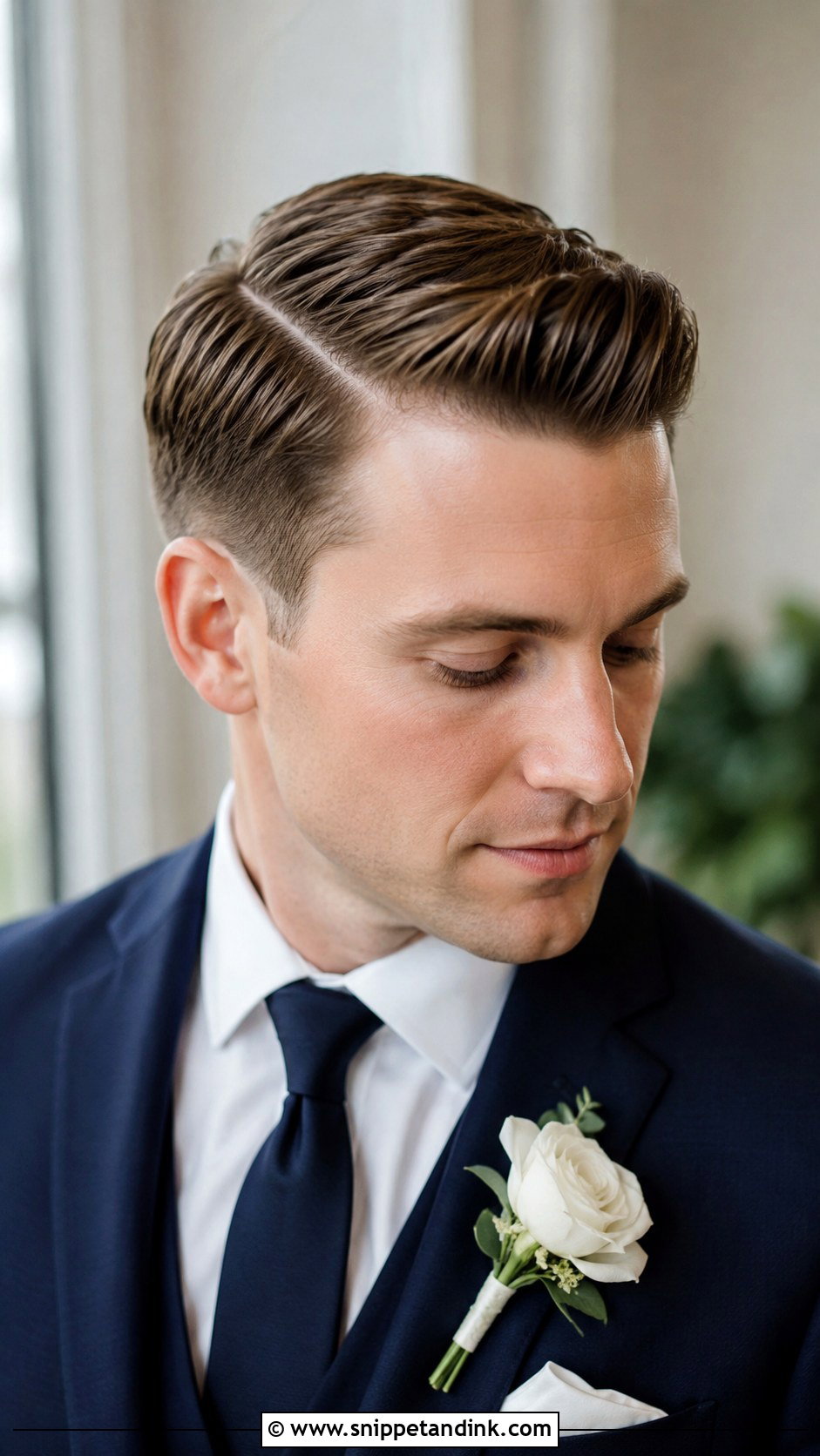 Classic Side Part Wedding Hairstyle For Men - Snippet and Ink - 15 Men Wedding Hairstyle Ideas