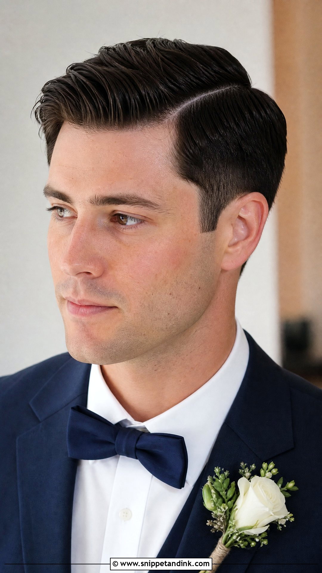 Classic Side Part for Grooms - Snippet and Ink - 20 Men’s Wedding Hair Ideas