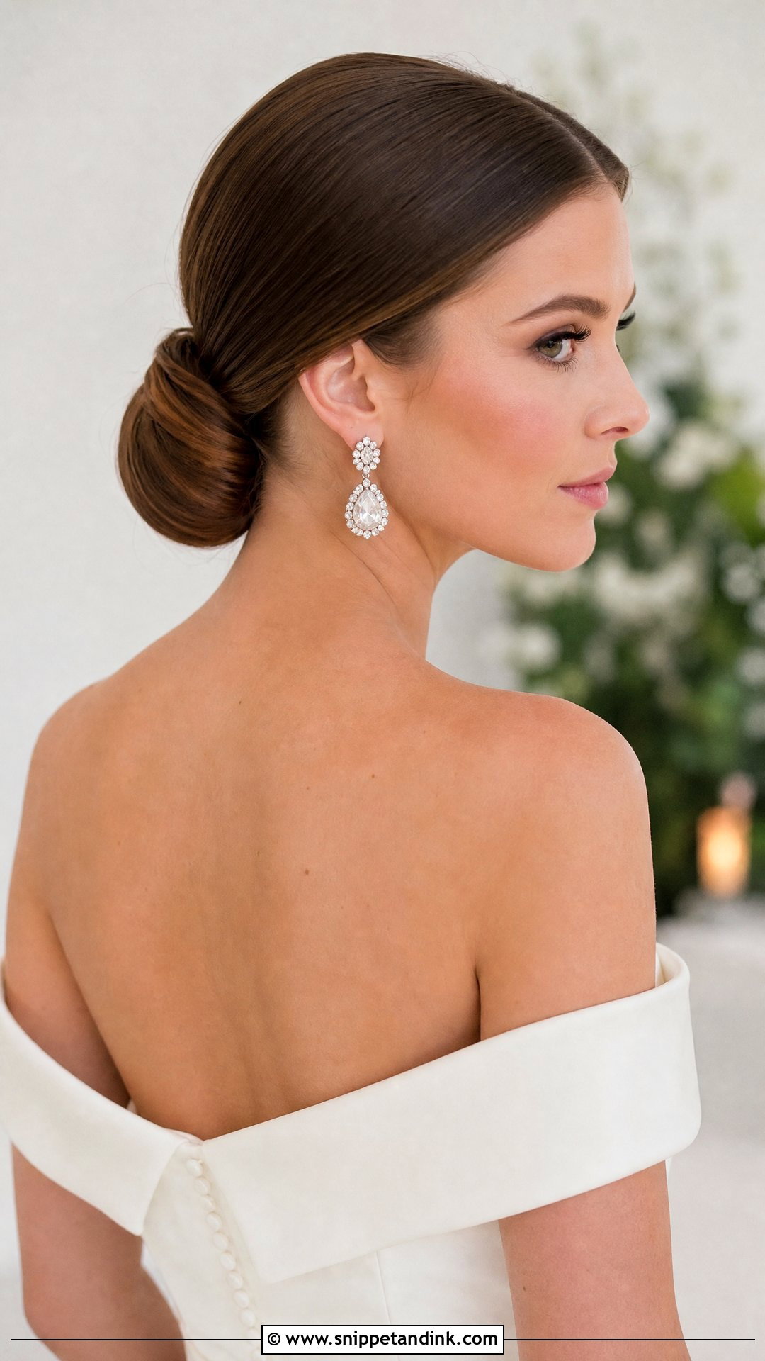 Classic Sleek Low Bun - Snippet and Ink - 20 Sleek Low Bun Wedding Hair Ideas