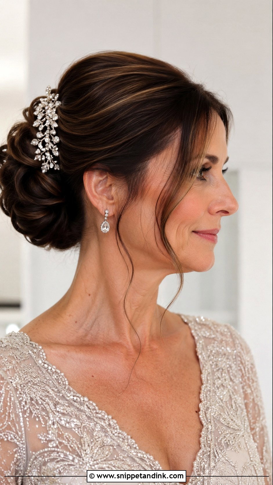 Classic Updo With Accessories for Mother of the Bride - Snippet and Ink - 25 Wedding Hair for Mother of the Bride Ideas