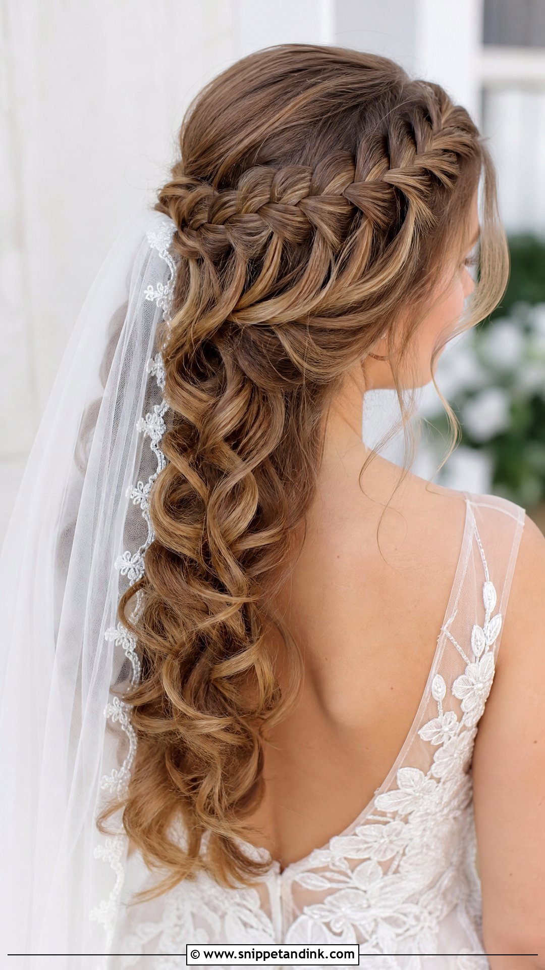 Classic Waterfall Braid With Loose Curls - Snippet and Ink - 20 Waterfall Braid Wedding Hair Ideas