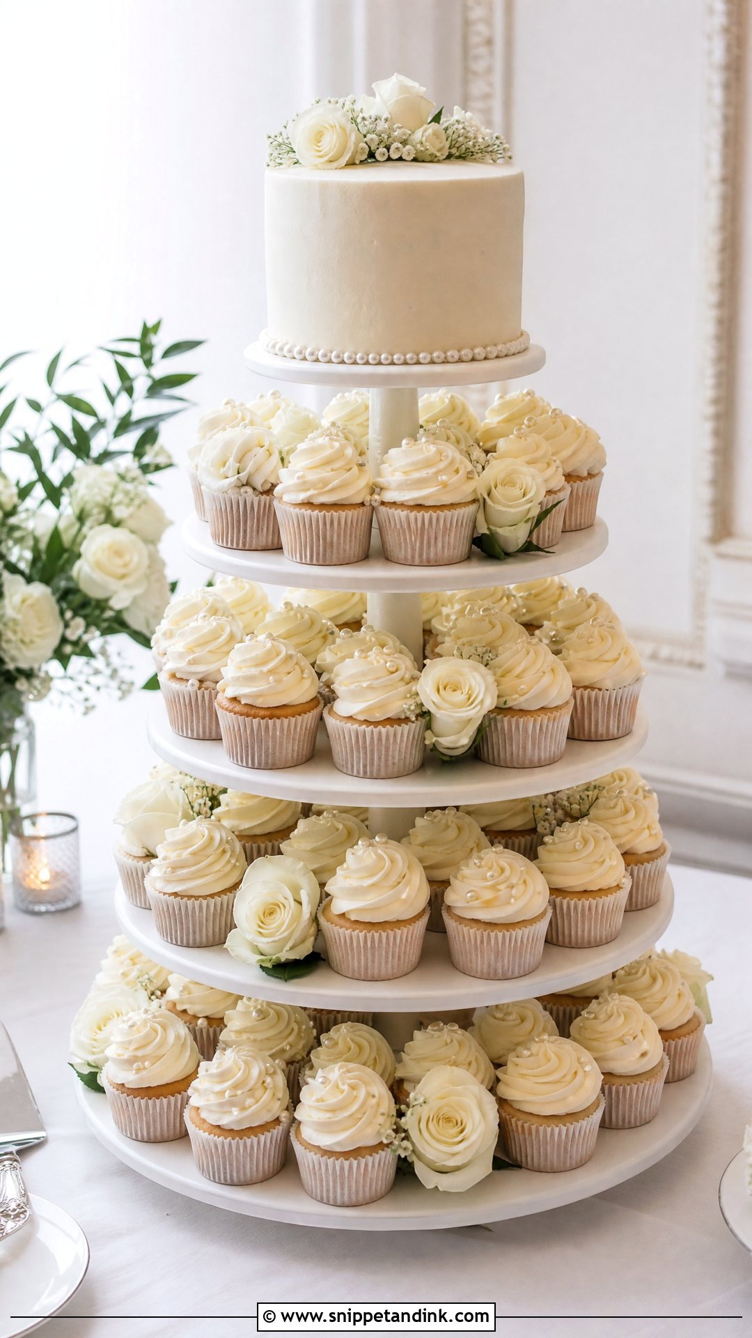 Classic Wedding Cupcake Tower - Snippet and Ink - 20 Wedding Cupcake Tower Ideas