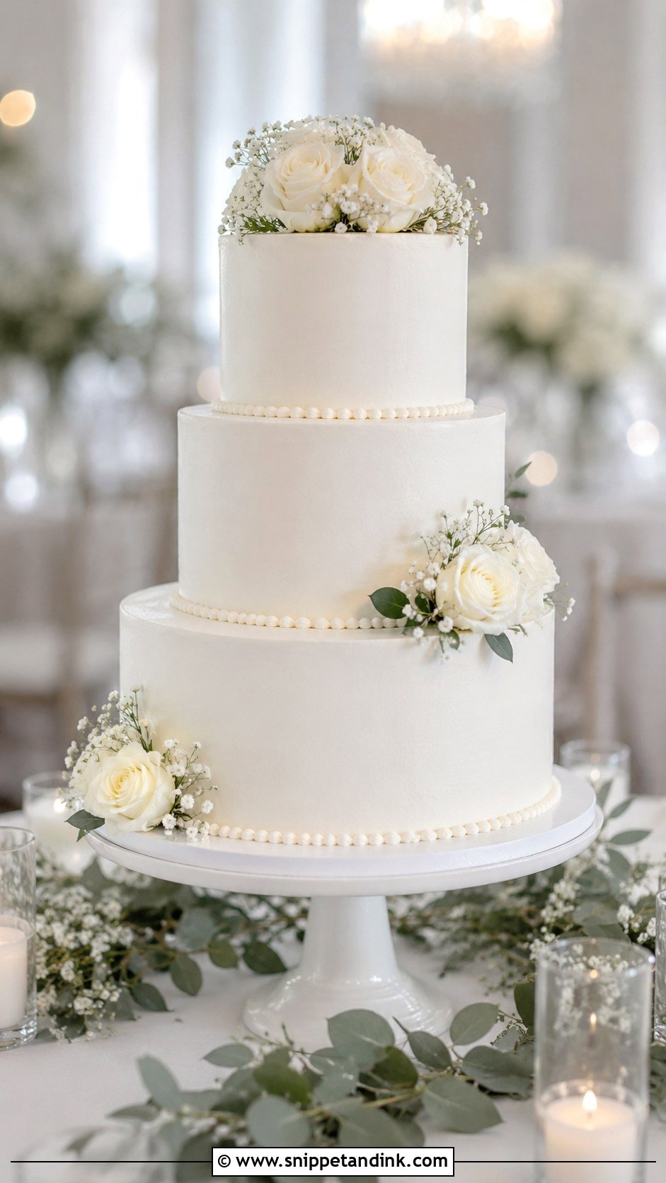 Classic White Tiered Wedding Cake - Snippet and Ink - 30 Tiered Wedding Cakes