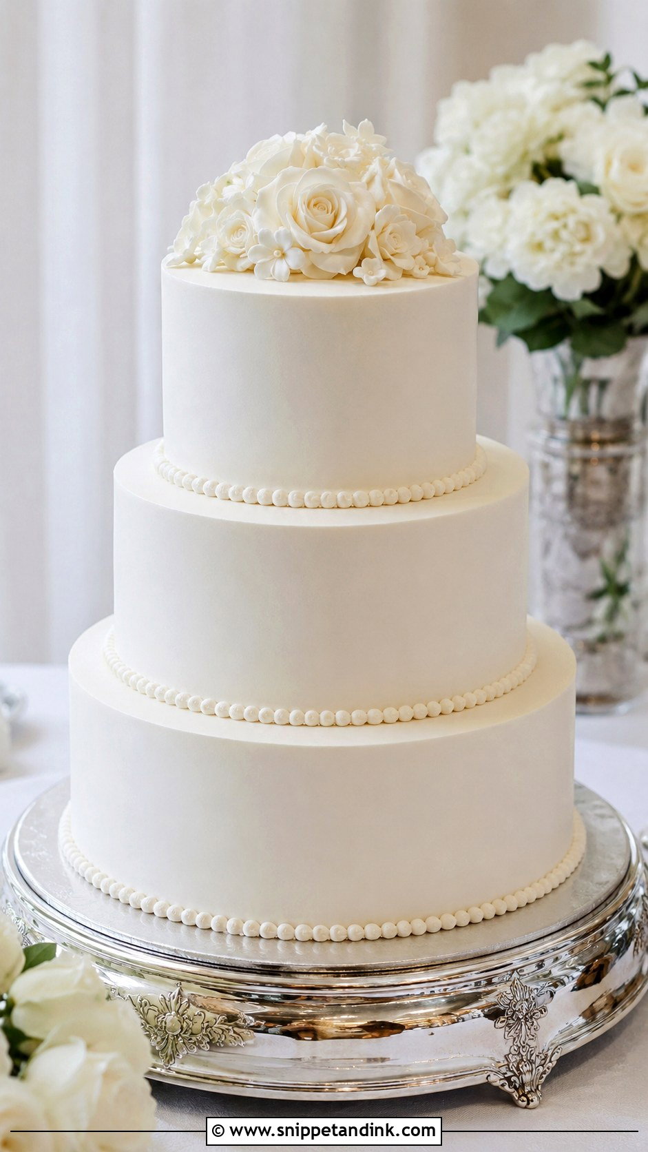 Classic White Wedding Cake - Snippet and Ink - 20 Classical Wedding Cake Ideas