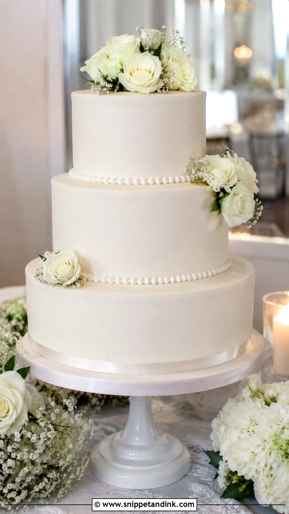 Classic White Wedding Cake - Snippet and Ink - 20 Custom Cake Designs for Wedding