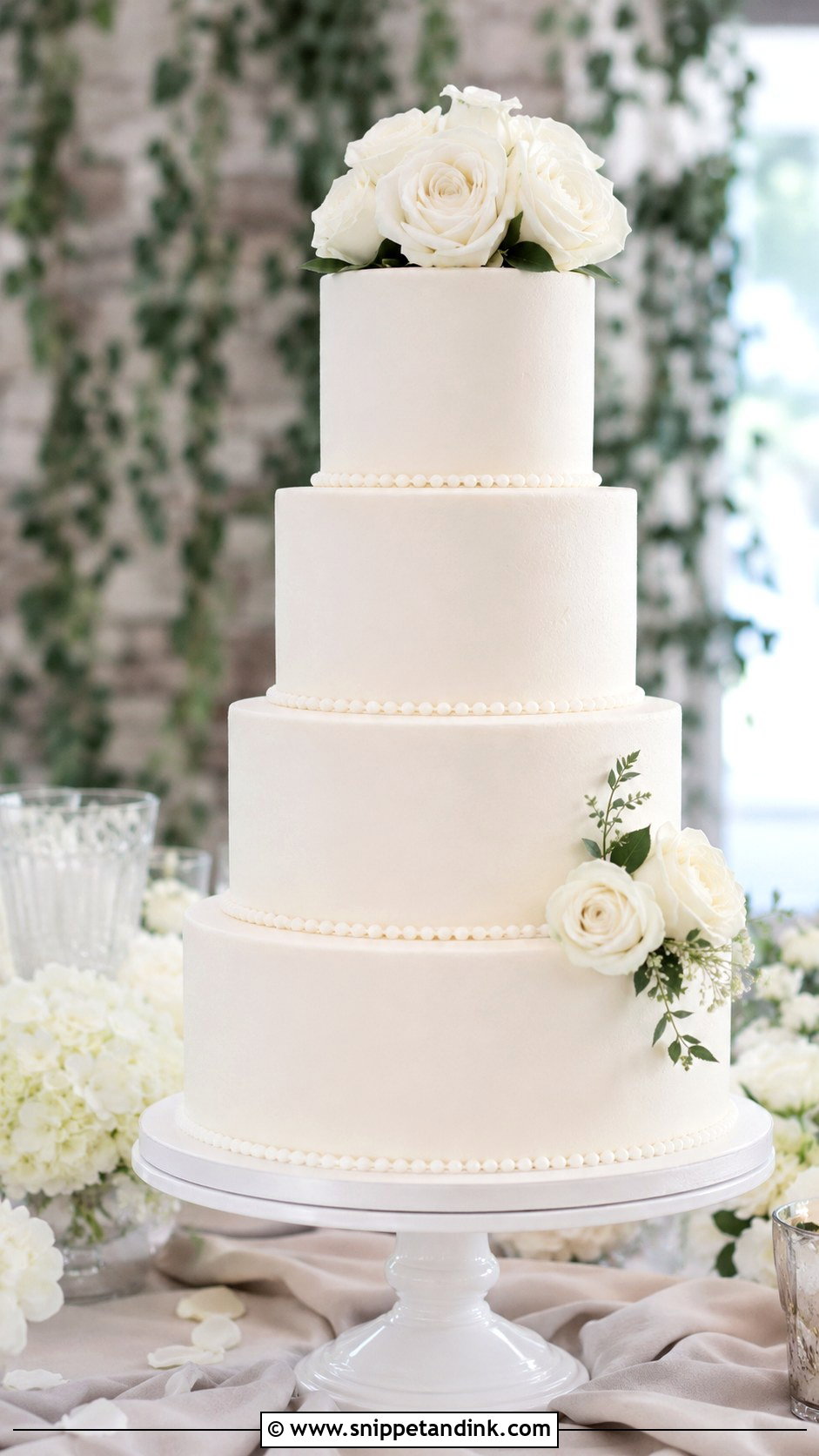 Classic White Wedding Cake - Snippet and Ink - 20 Elegant Wedding Cakes