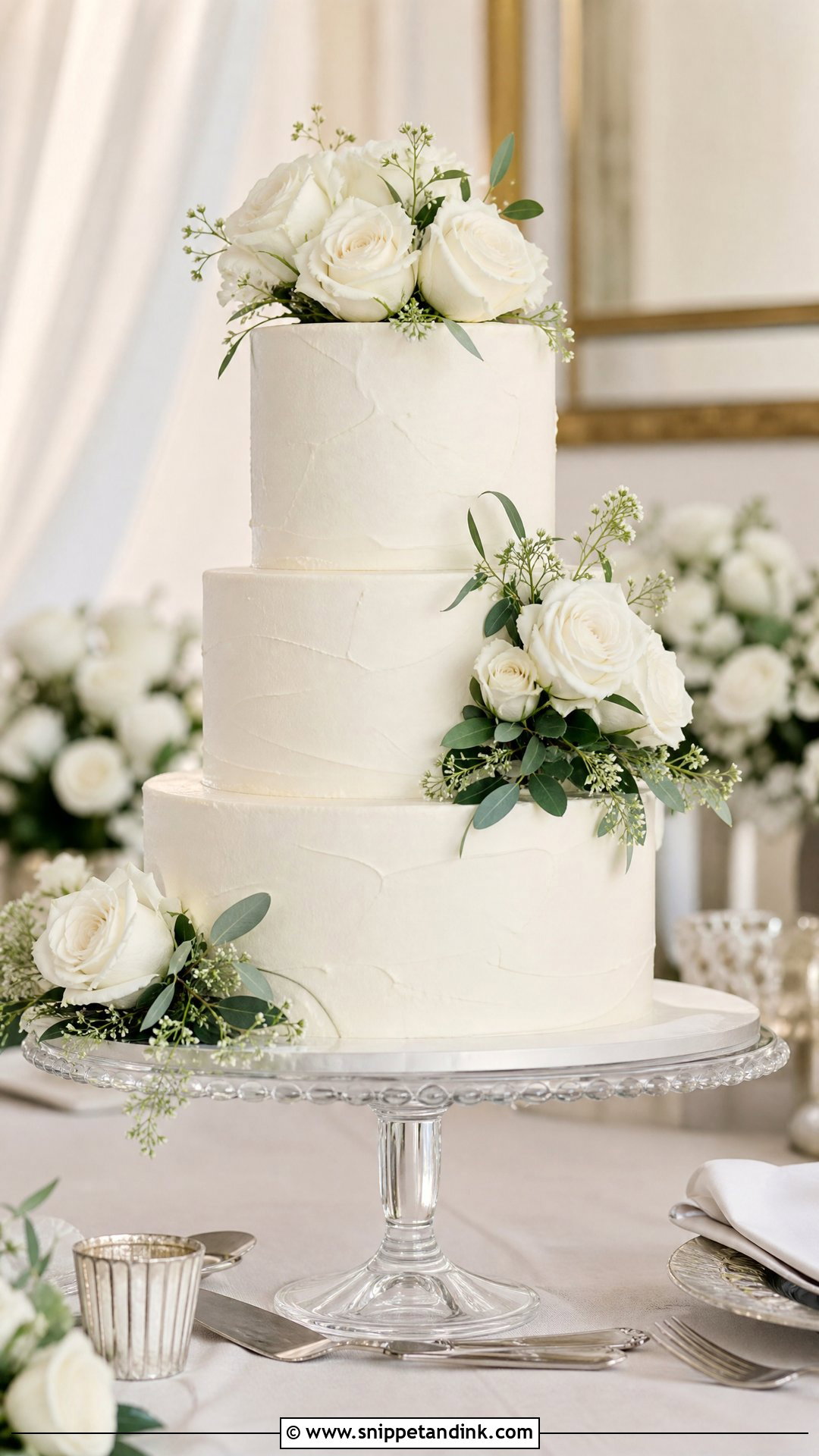Classic White Wedding Cake - Snippet and Ink - 20 Wedding Cake Inspiration