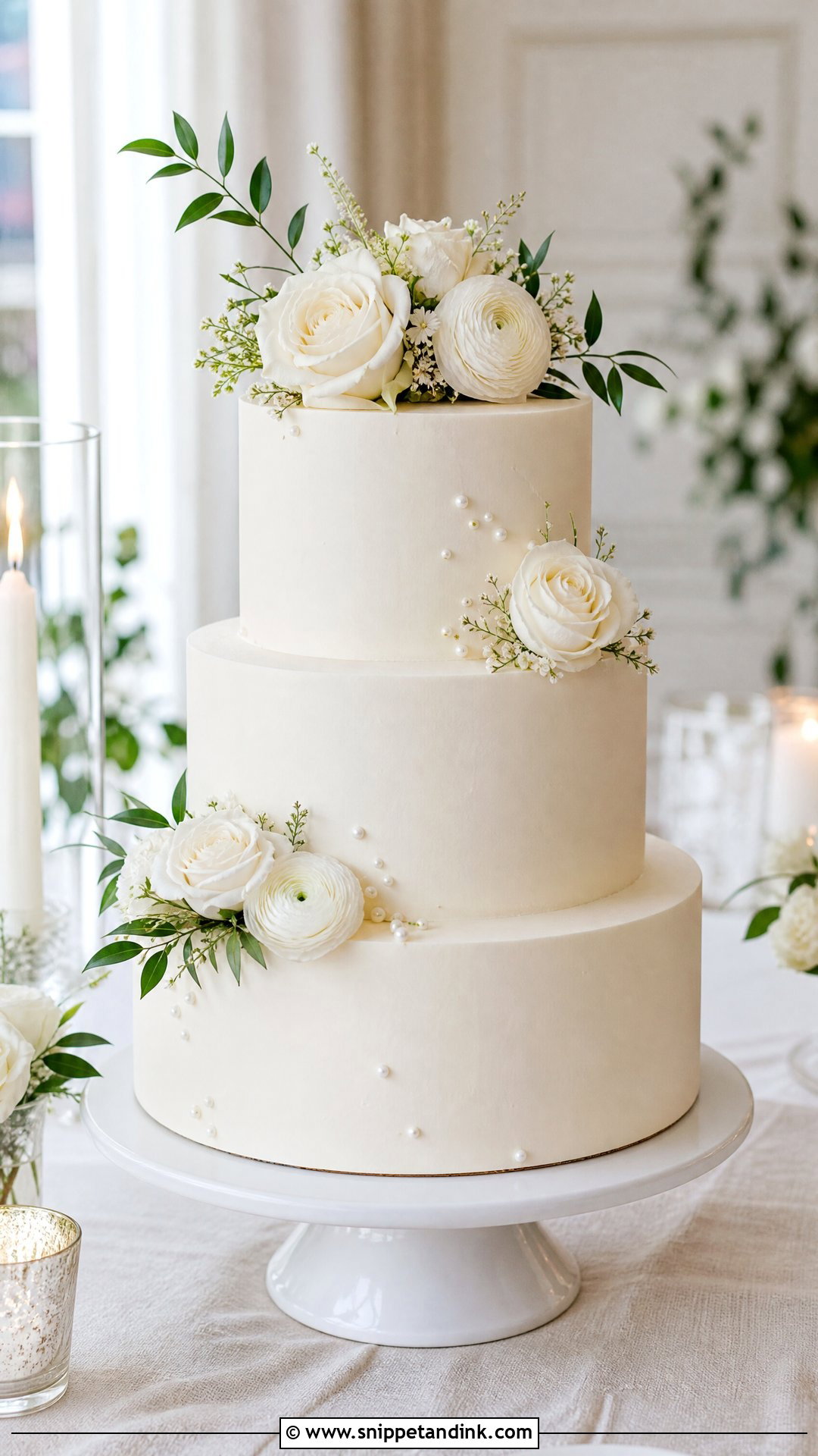 Classic White Wedding Cake - Snippet and Ink - 20 Wedding Cake Inspo