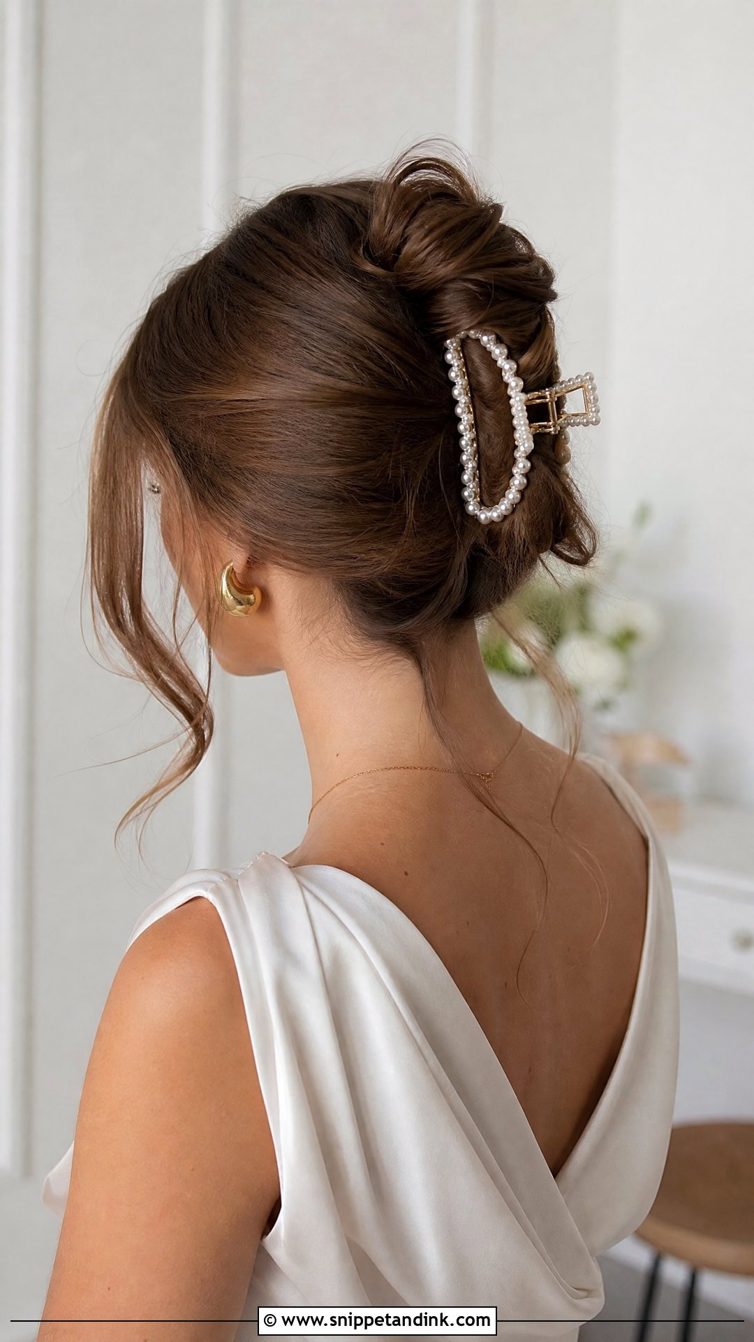 Claw Clip Wedding Hairstyle For Medium Hair - Snippet and Ink - 20 Mid Length Hairstyles for Wedding