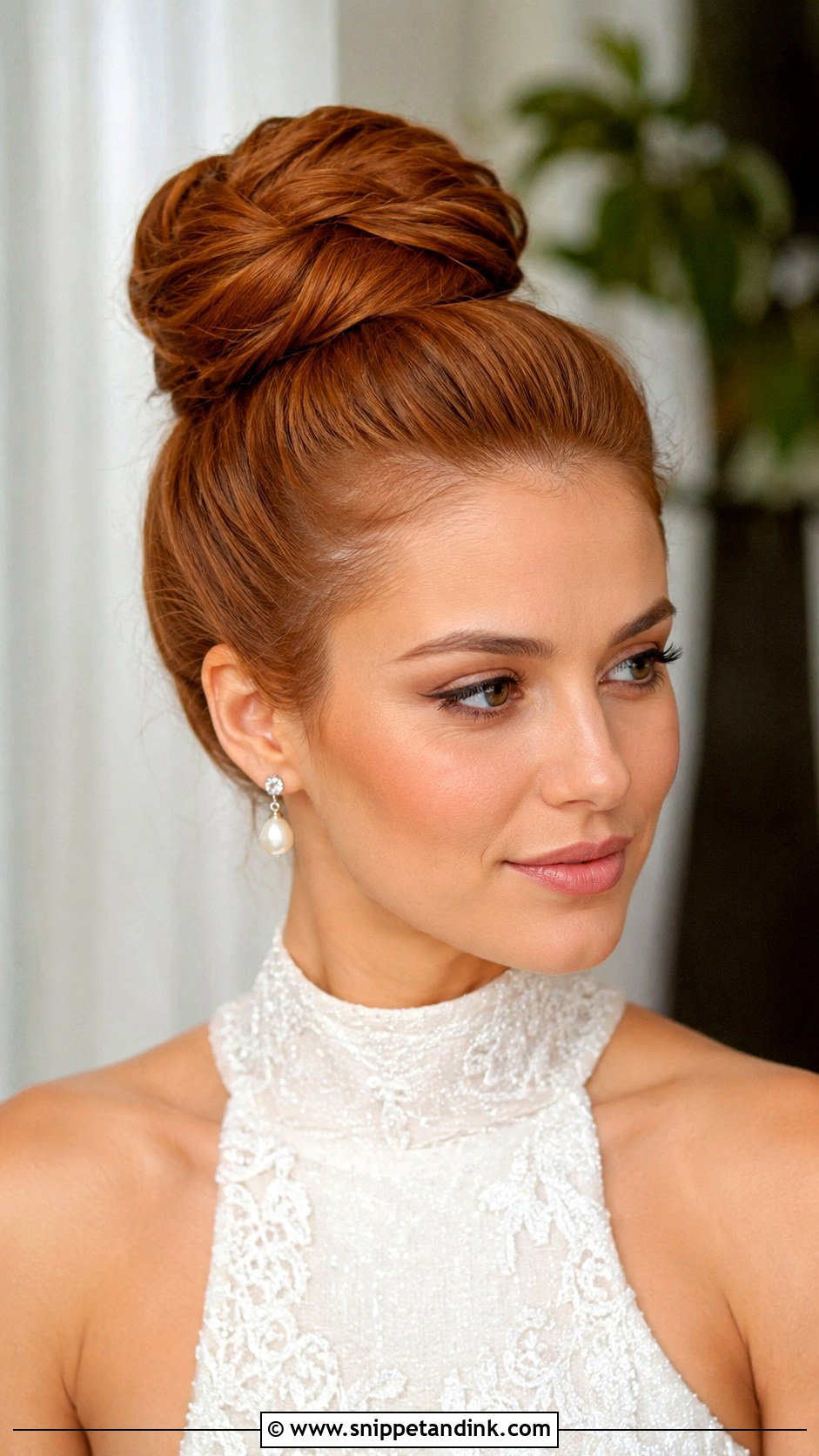 Clean Bridal Top Knot - Snippet and Ink - 20 Clean Bridal Hair Ideas