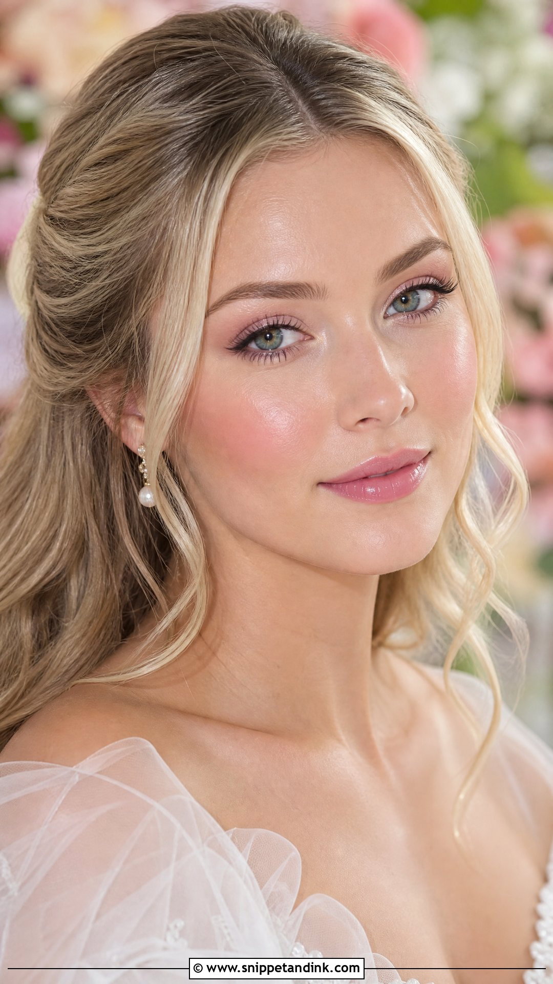 Clean Girl Bridal Makeup With Pink Blush - Snippet and Ink - 20 Clean Girl Bridal Makeup Ideas
