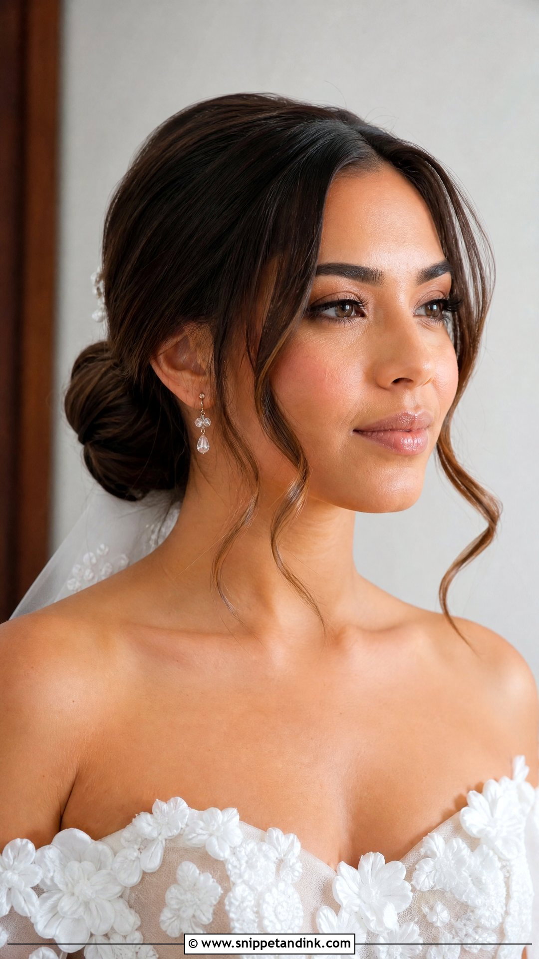 Clean Low Bun With Face Framing Pieces - Snippet and Ink - 15 Clean Low Bun Wedding Hair Ideas