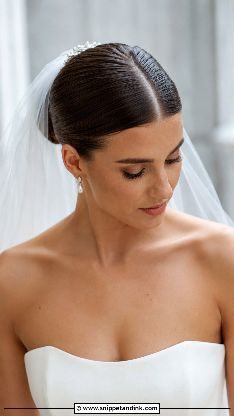 Clean Middle Part Bun Wedding Hair - Snippet and Ink - 20 Clean Wedding Hair Ideas