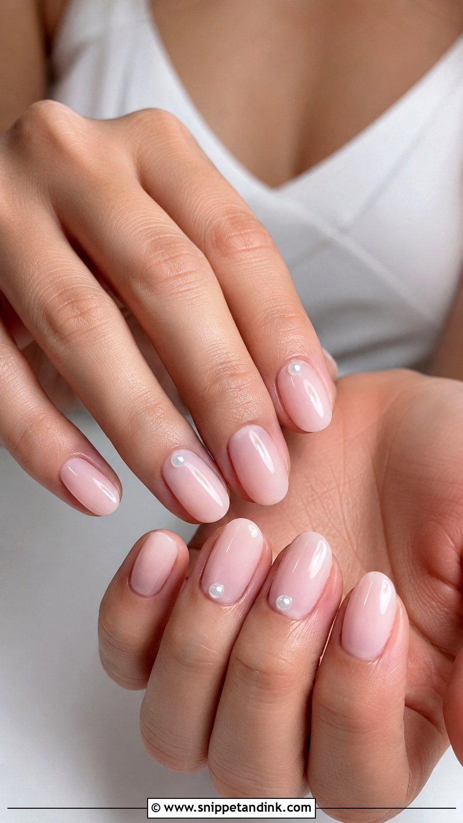 Clean Pearl Accent Wedding Nails - Snippet and Ink - 20 Clean Wedding Nails