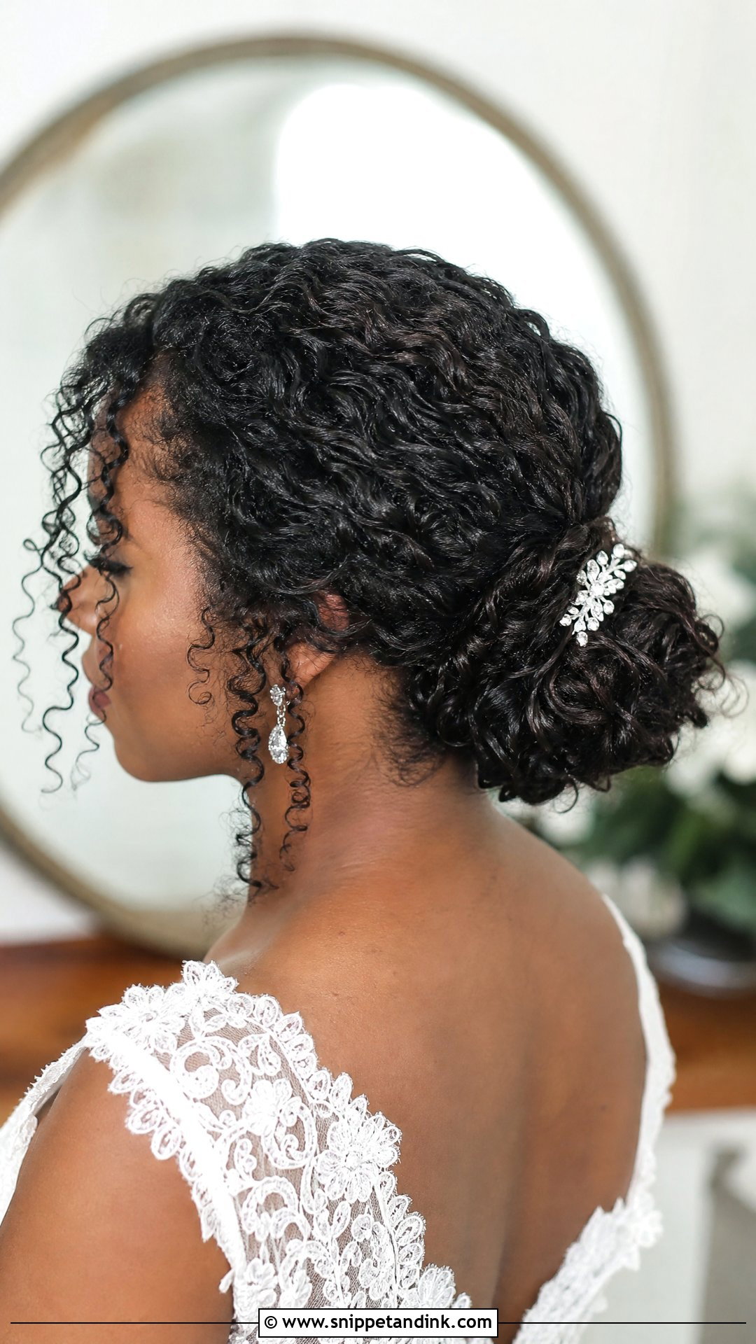 Clean Wedding Bun For Curly Hair - Snippet and Ink - 15 Clean Wedding Bun Ideas