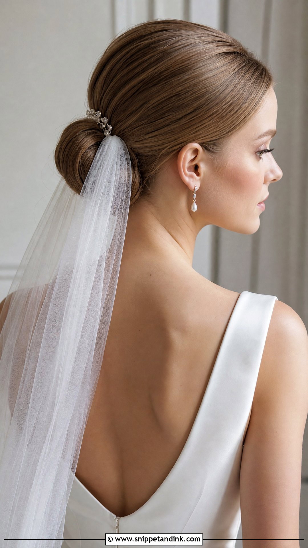 Clean Wedding Bun With Veil - Snippet and Ink - 15 Clean Wedding Bun Ideas