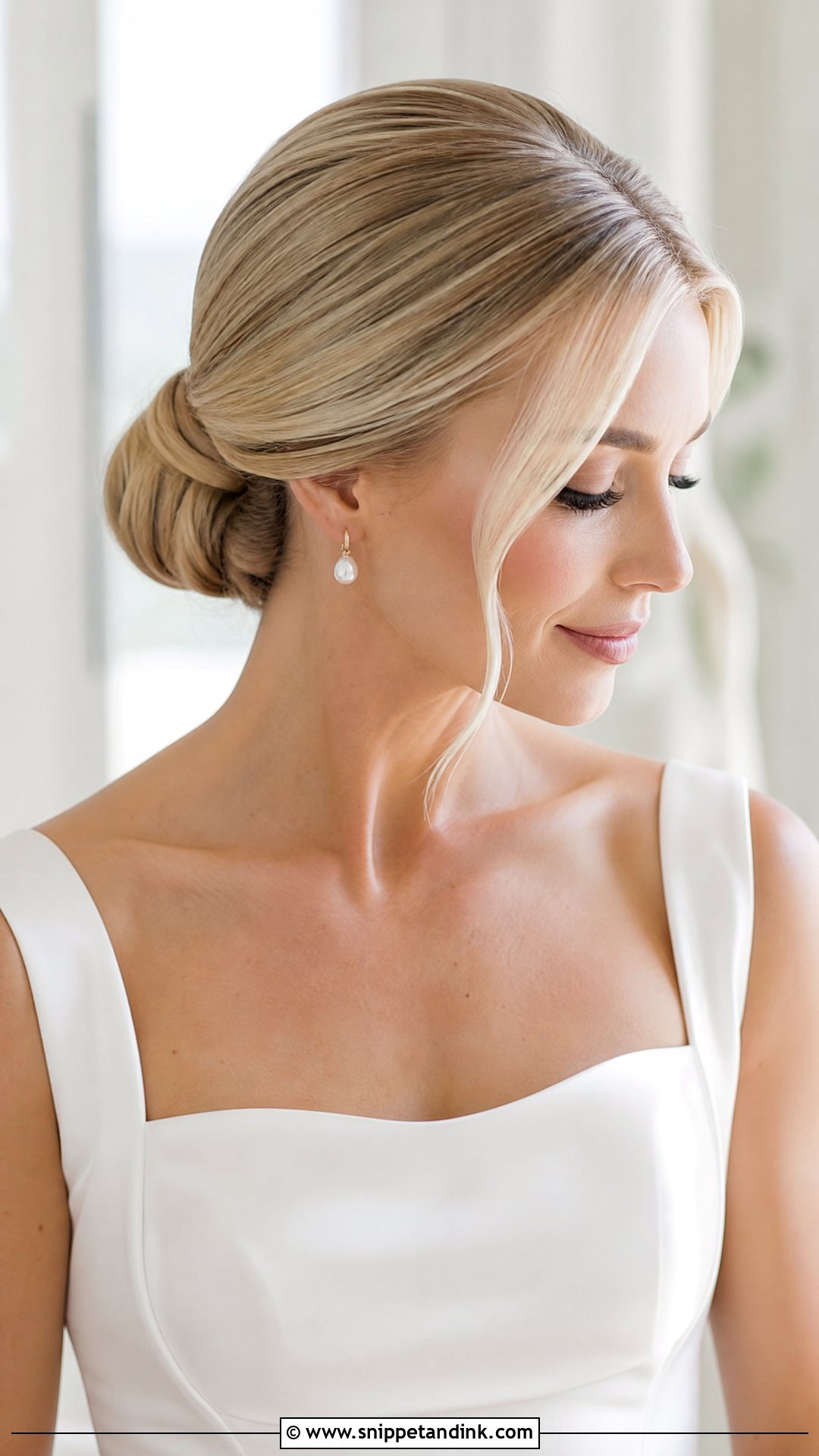 Clean Wedding Low Bun - Snippet and Ink - 15 Clean Wedding Bun Ideas