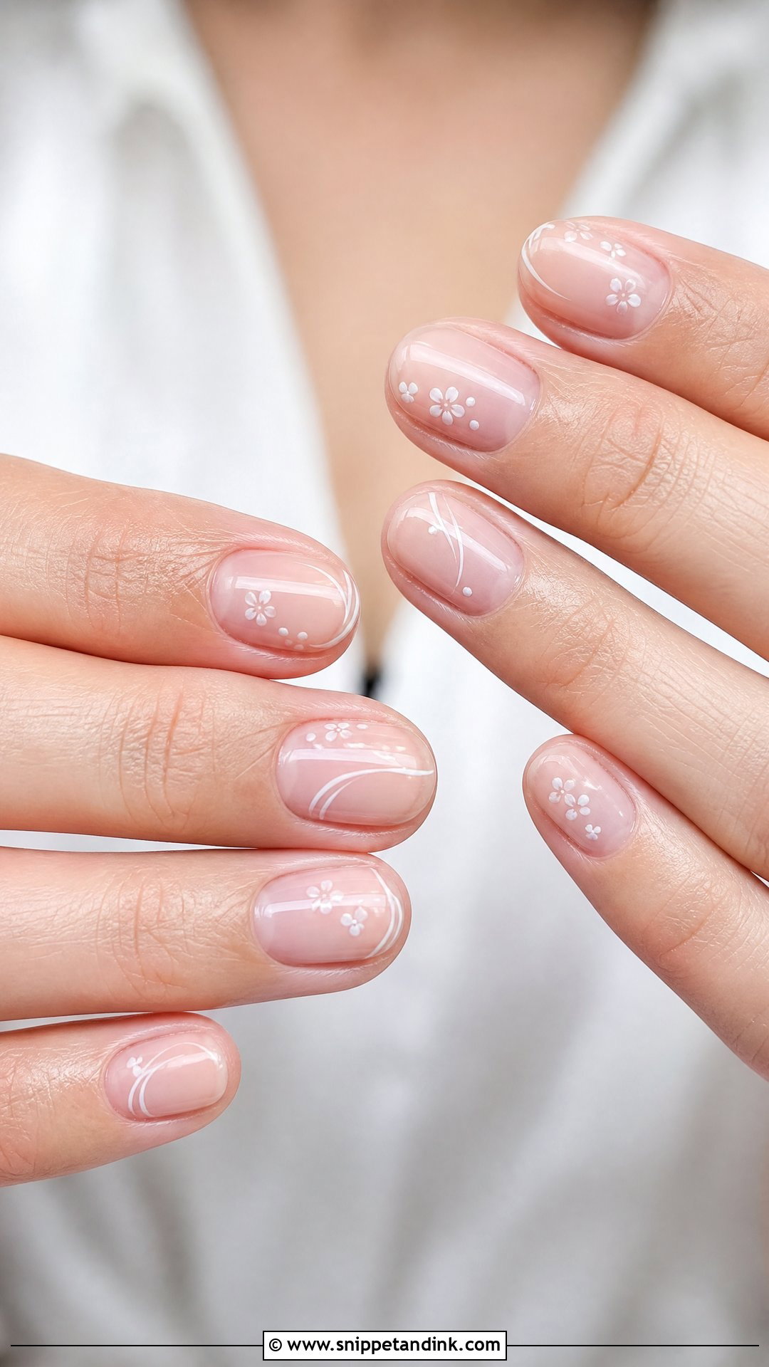 Clear Bridal Nails With Minimal White Art - Snippet and Ink - 25 Bridal Nail Art Designs