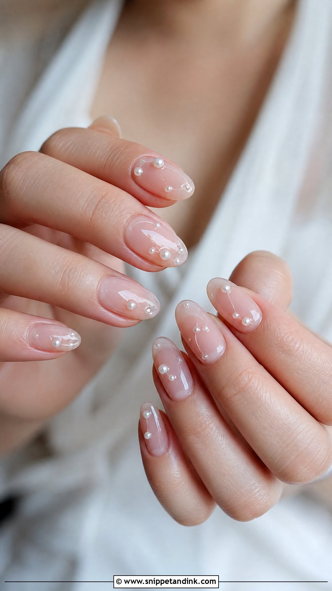 Clear Bridal Nails With Pearls - Snippet and Ink - 25 Bridal Nails with Pearls