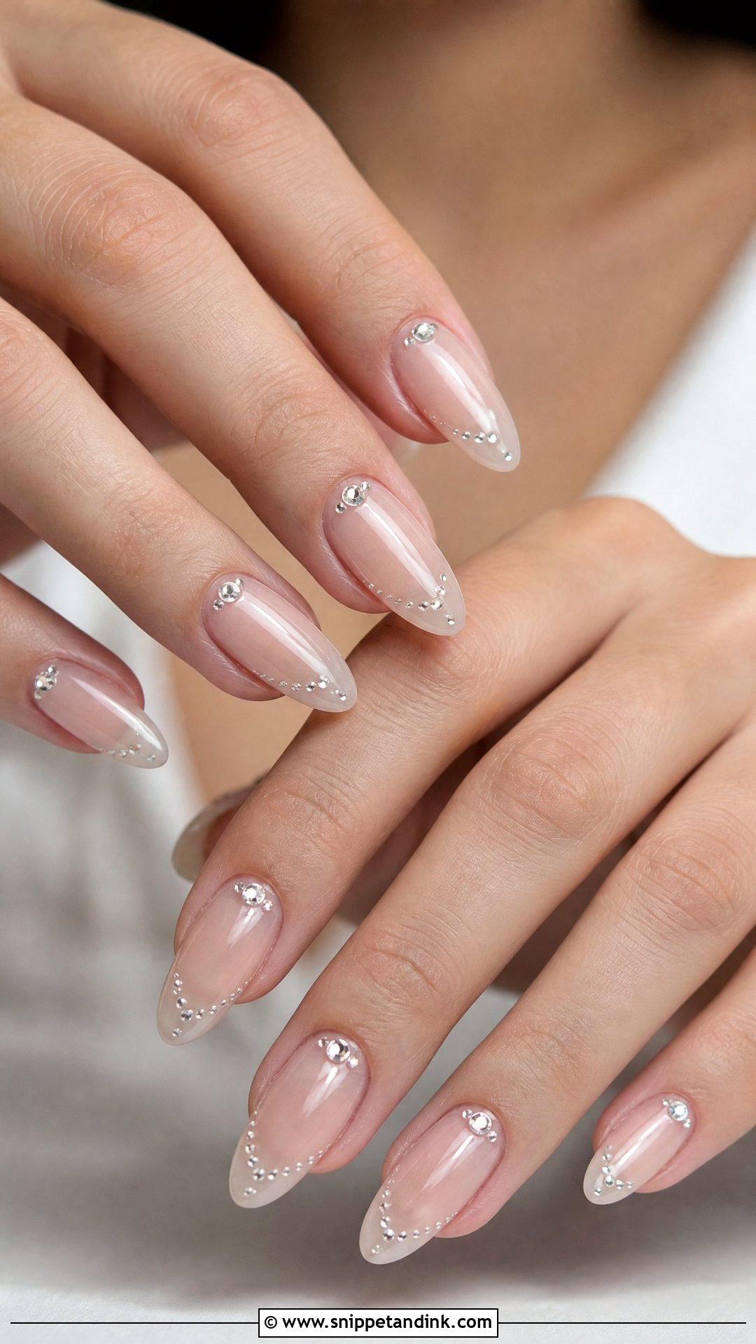 Clear Bridal Nails With Rhinestones - Snippet and Ink - 25 Bridal Nails 2025