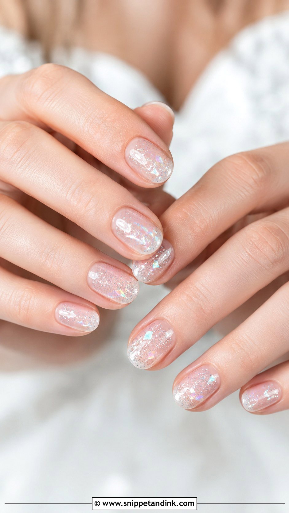 Clear Glitter Bridal Nails - Snippet and Ink - 20 Glitter Bridal Nails