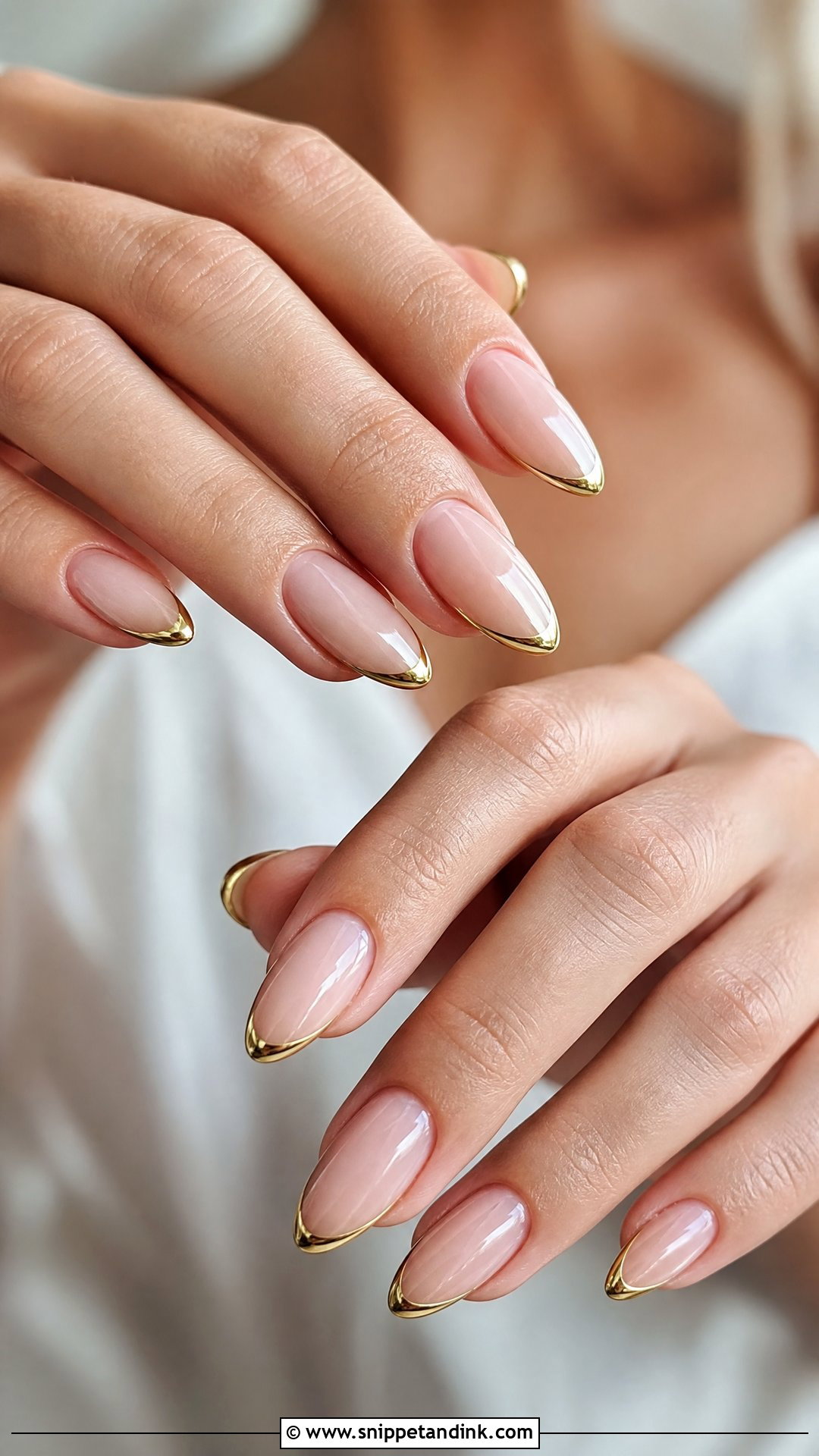 Clear Nails With Gold Tips - Snippet and Ink - 20 Nail Inspo for Wedding Guest Ideas