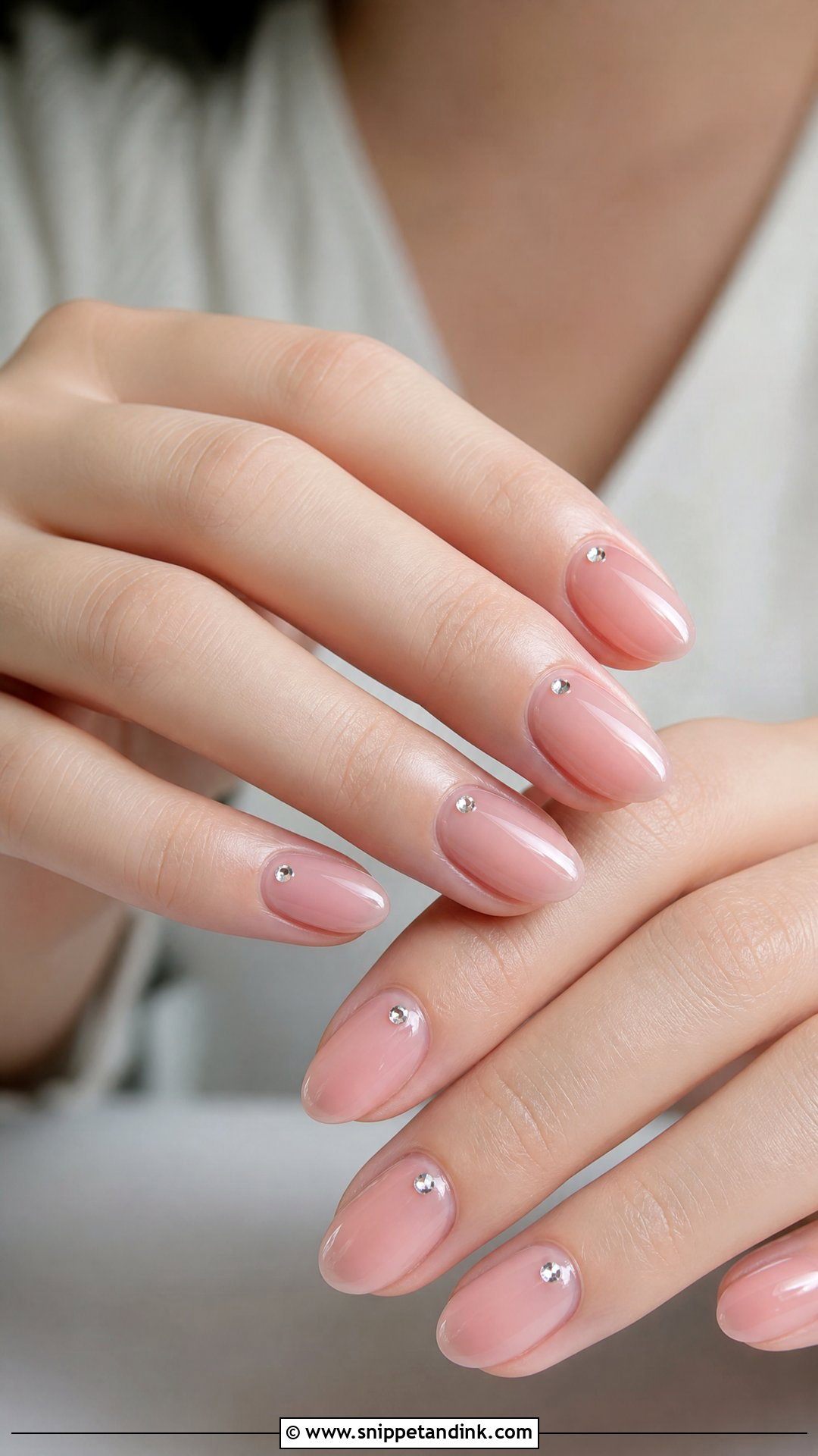 Clear Pink Nails With Tiny Rhinestones - Snippet and Ink - 30 Classy Wedding Guest Nails Ideas