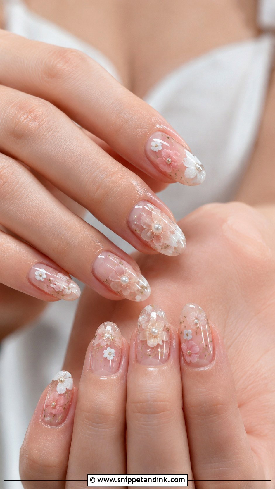 Clear Wedding Nails With Flowers - Snippet and Ink - 20 Wedding Nails with Flowers