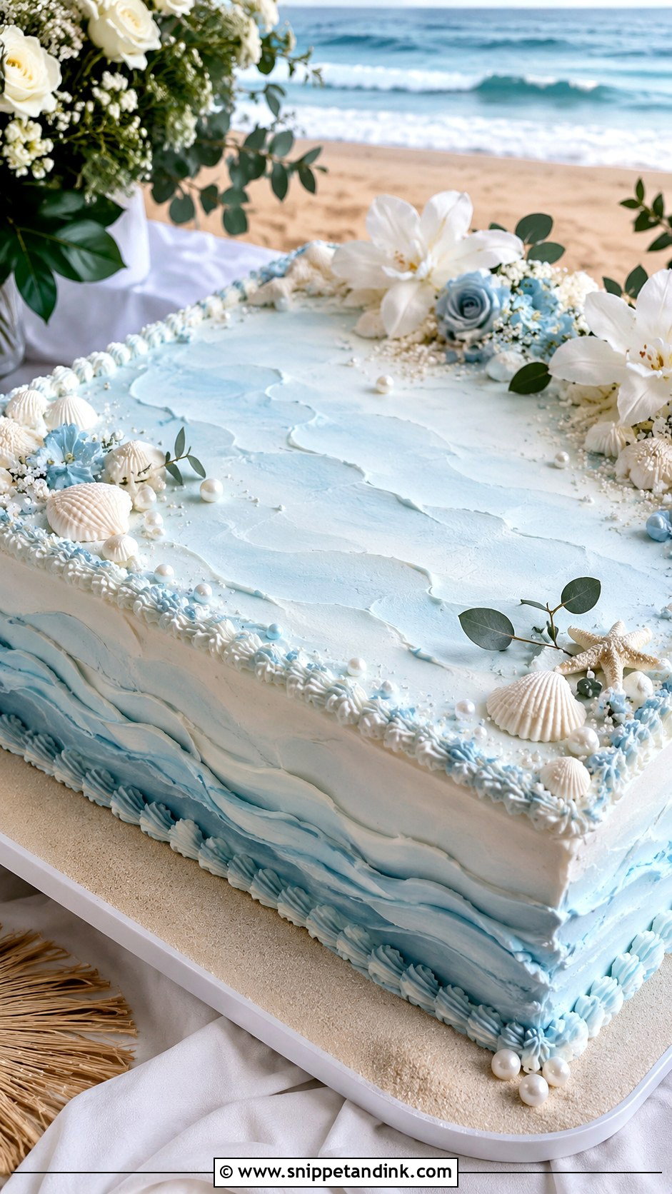 Coastal Wedding Sheet Cake - Snippet and Ink - 20 Summer Sheet Cake Designs for Wedding