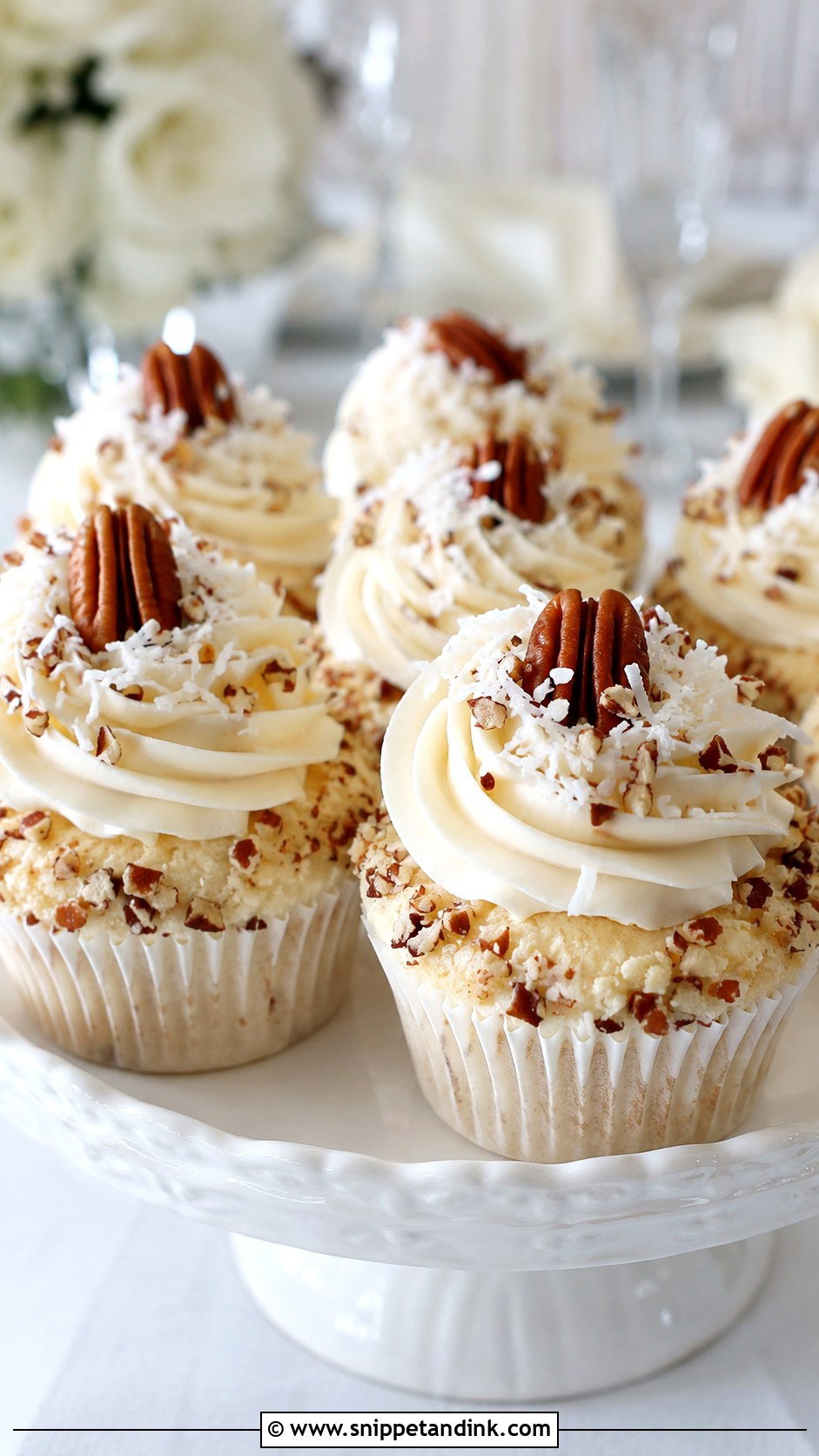 Coconut Pecan Italian Wedding Cake Cupcakes - Snippet and Ink - 20 Italian Wedding Cake Cupcake Ideas