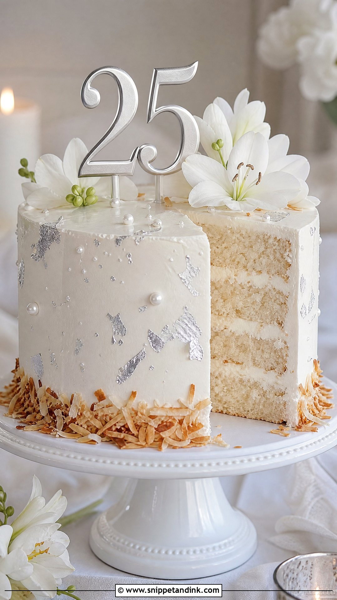 Coconut Silver Anniversary Cake - Snippet and Ink - 25 25th Wedding Anniversary Cakes