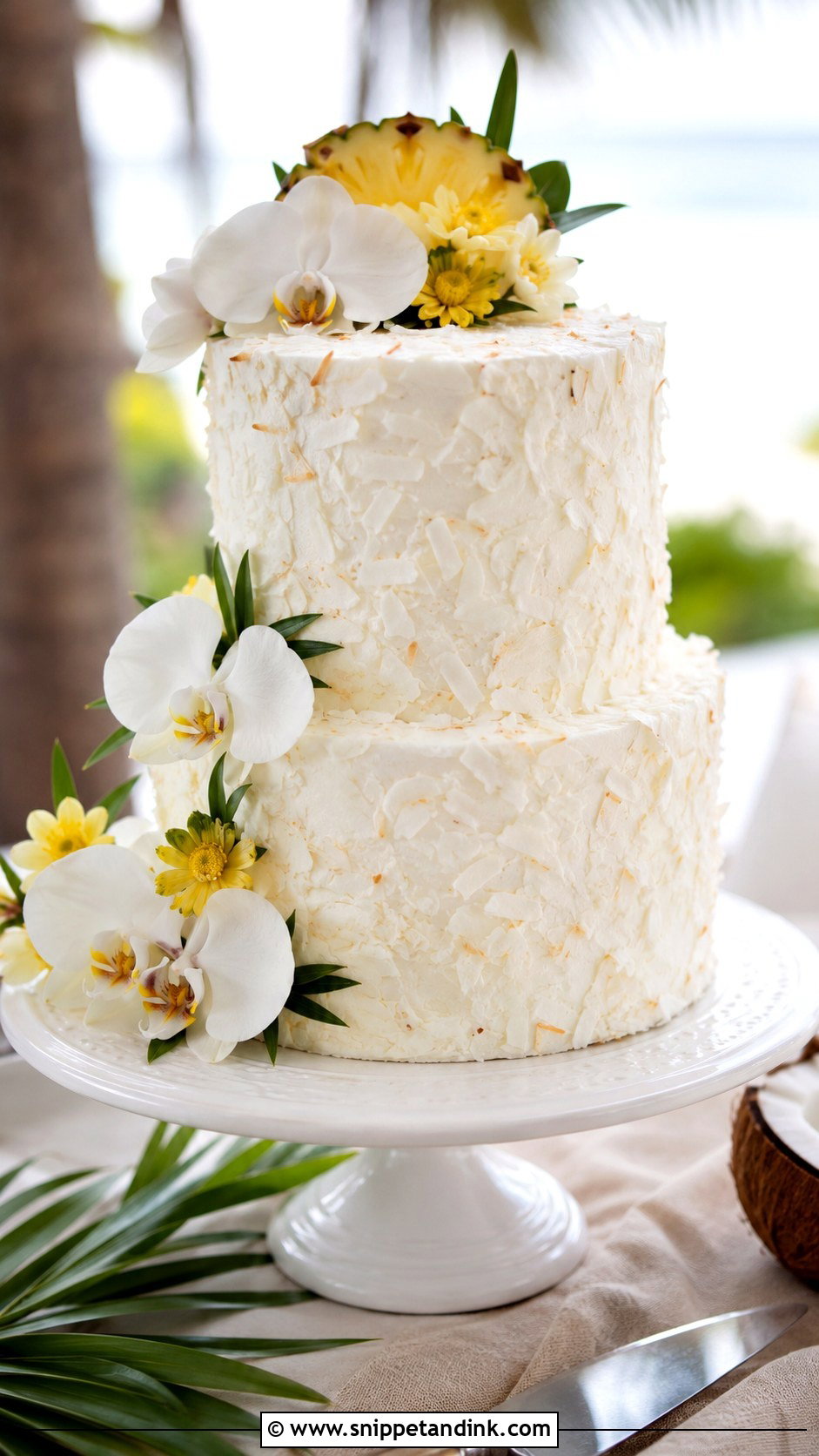 Coconut Wedding Cake - Snippet and Ink - 25 Tropical Beach Wedding Cake Ideas