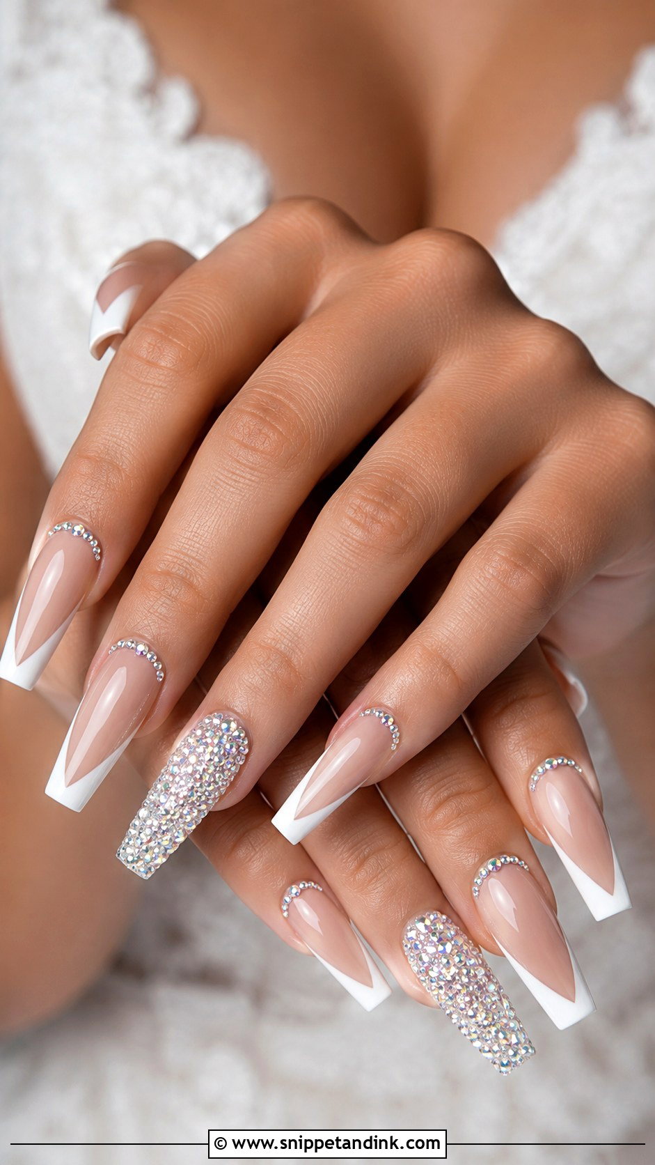 Coffin Bling Wedding Nails - Snippet and Ink - 20 Bling Wedding Nails