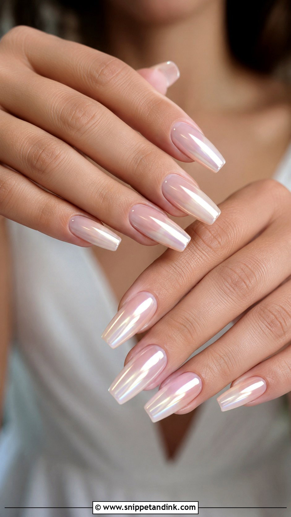 Coffin Bridal Acrylic Nails - Snippet and Ink - 20 Bridal Acrylic Nails