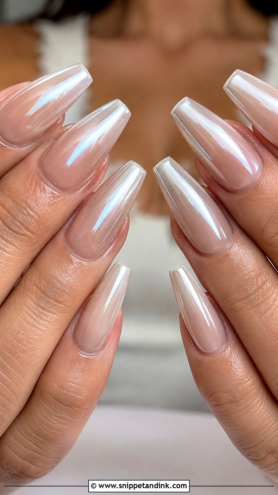 Coffin Bridal Chrome Nails - Snippet and Ink - 20 Bridal Chrome Nails