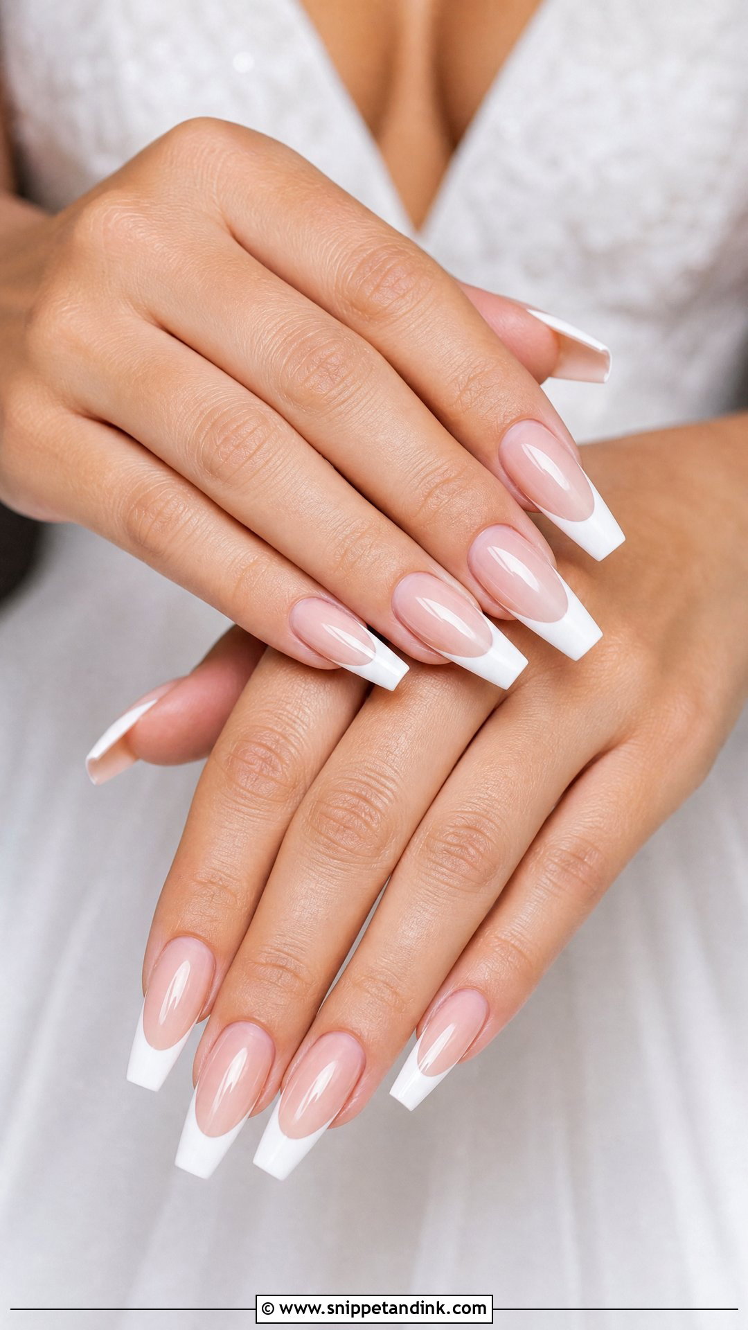 Coffin French Bridal Nails - Snippet and Ink - 25 French Bridal Nails