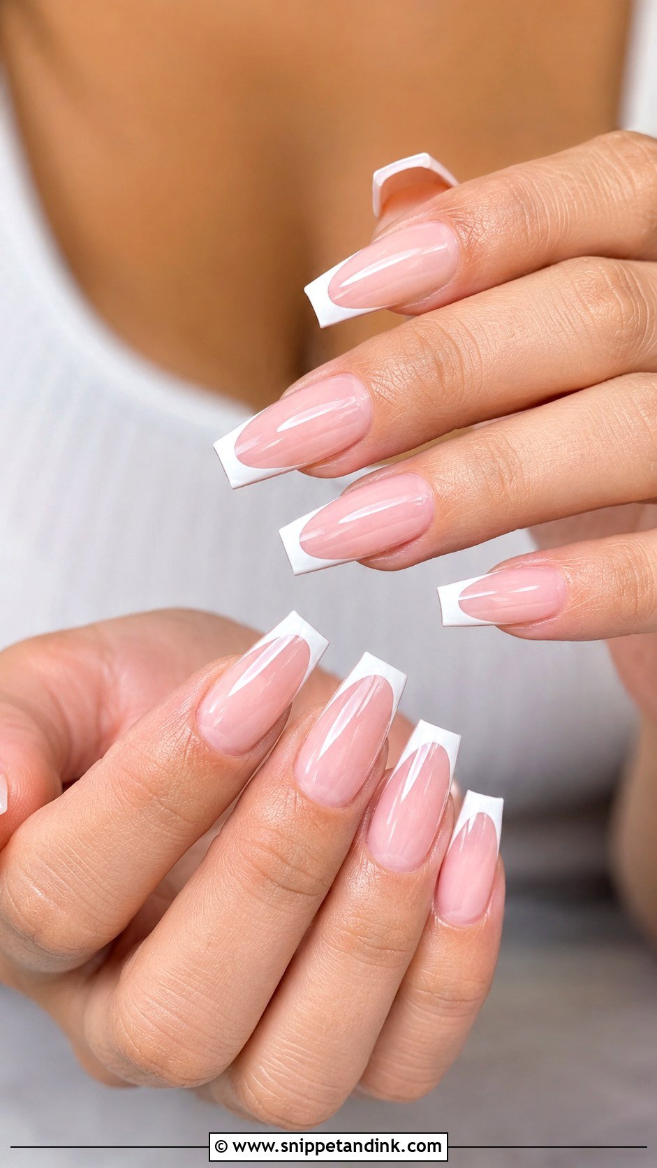 Coffin French Bridal Wedding Nails - Snippet and Ink - 20 French Bridal Wedding Nails